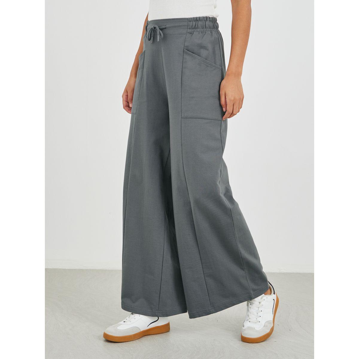 جوغر سادة بأرجل واسعة وتفاصيل خياطة-women-clothing-bottoms-joggers-image-2