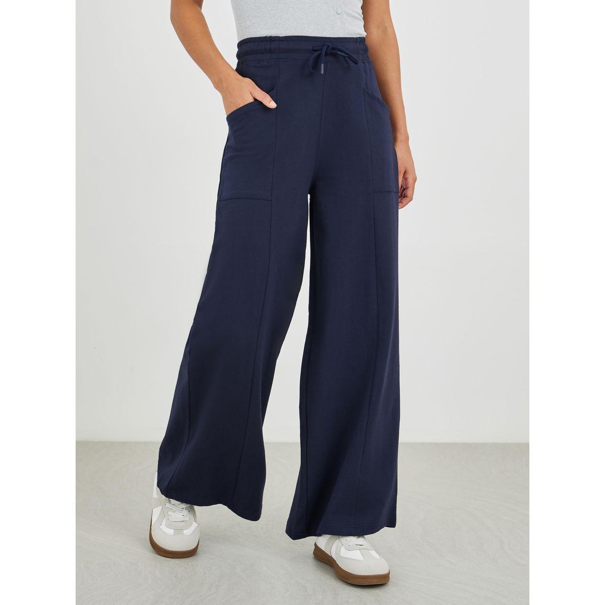 Styli Solid Cut and Sew Wide Leg Joggers-women-clothing-bottoms-joggers-image-2