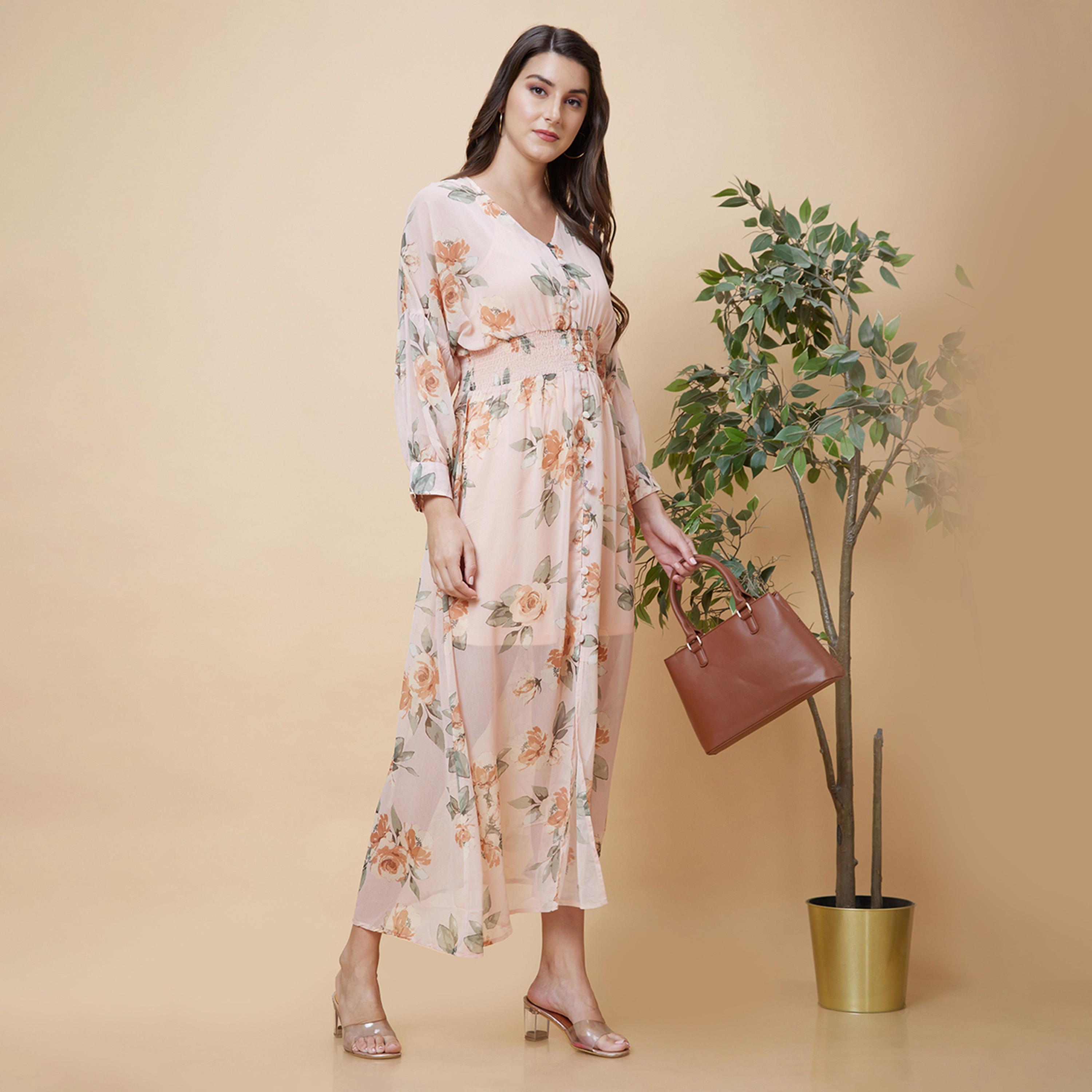 غلوبوس × ستايلي - فستان ميدي بقصة حرف A بطبعات الأزهار وتفاصيل مطرزة-women-clothing-dresses-image-7