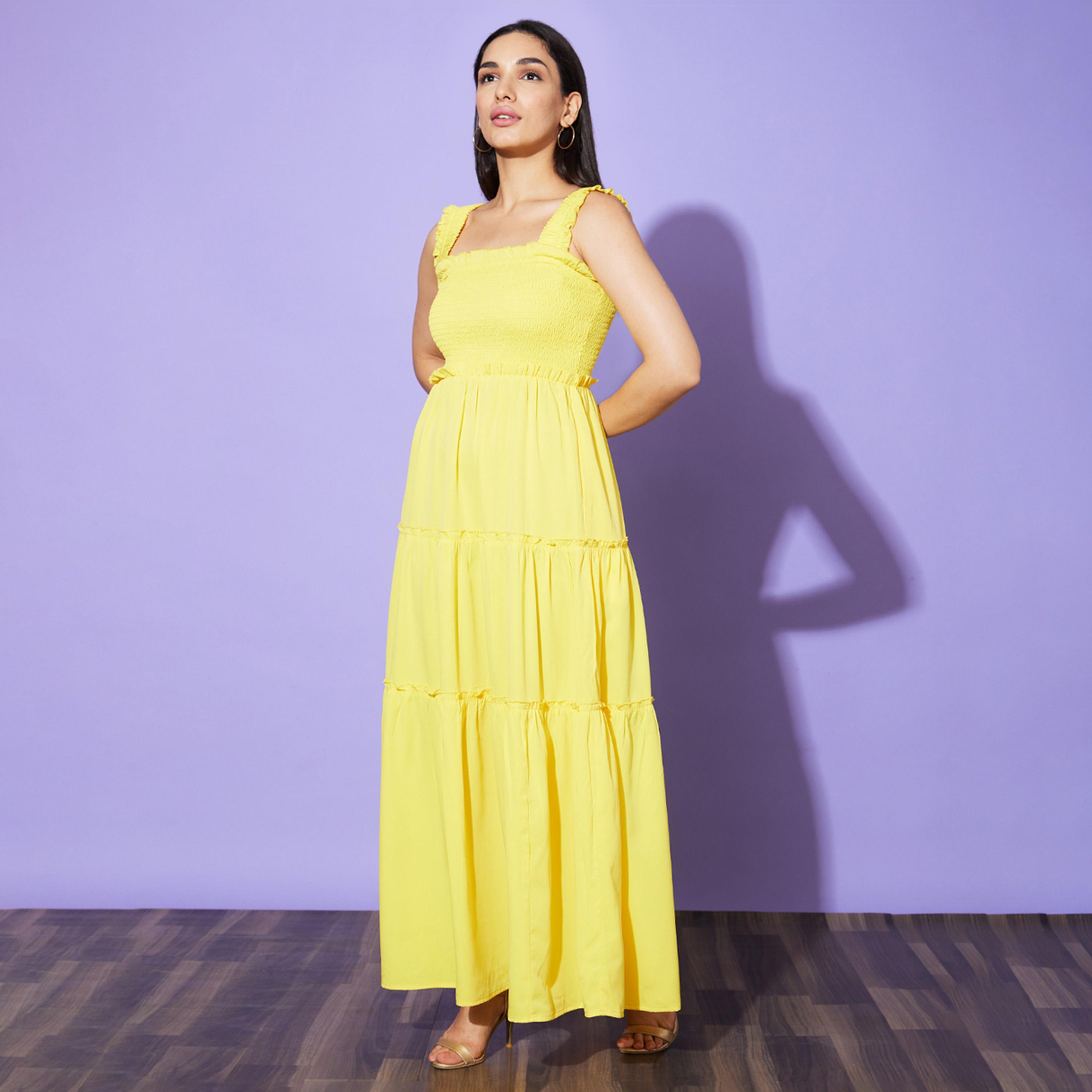 Globus X Styli Smocked Detail Sleeveless Tiered Maxi Dress-women-clothing-dresses-image-2