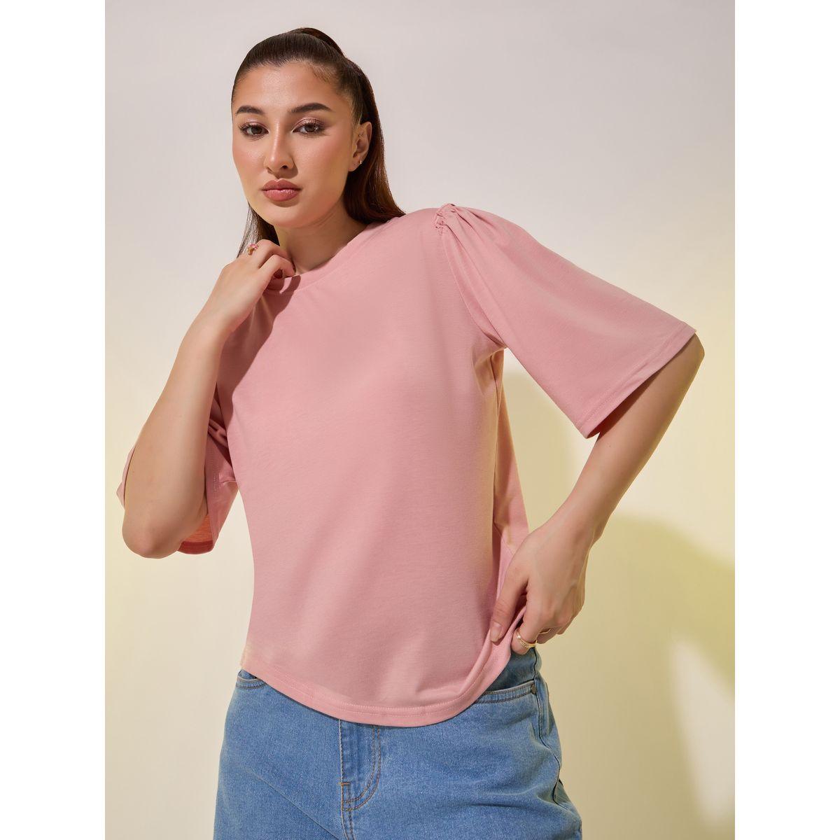 تيشيرت بقصة عادية وياقة دائرية-women-clothing-tshirts-image-1