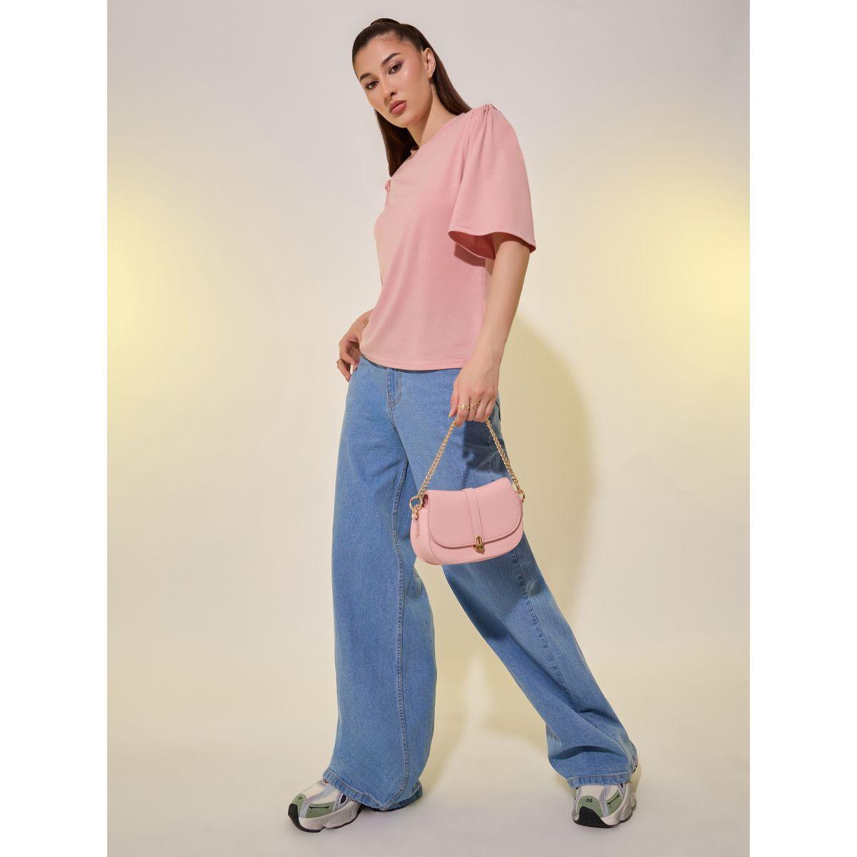 تيشيرت بقصة عادية وياقة دائرية-women-clothing-tshirts-image-2