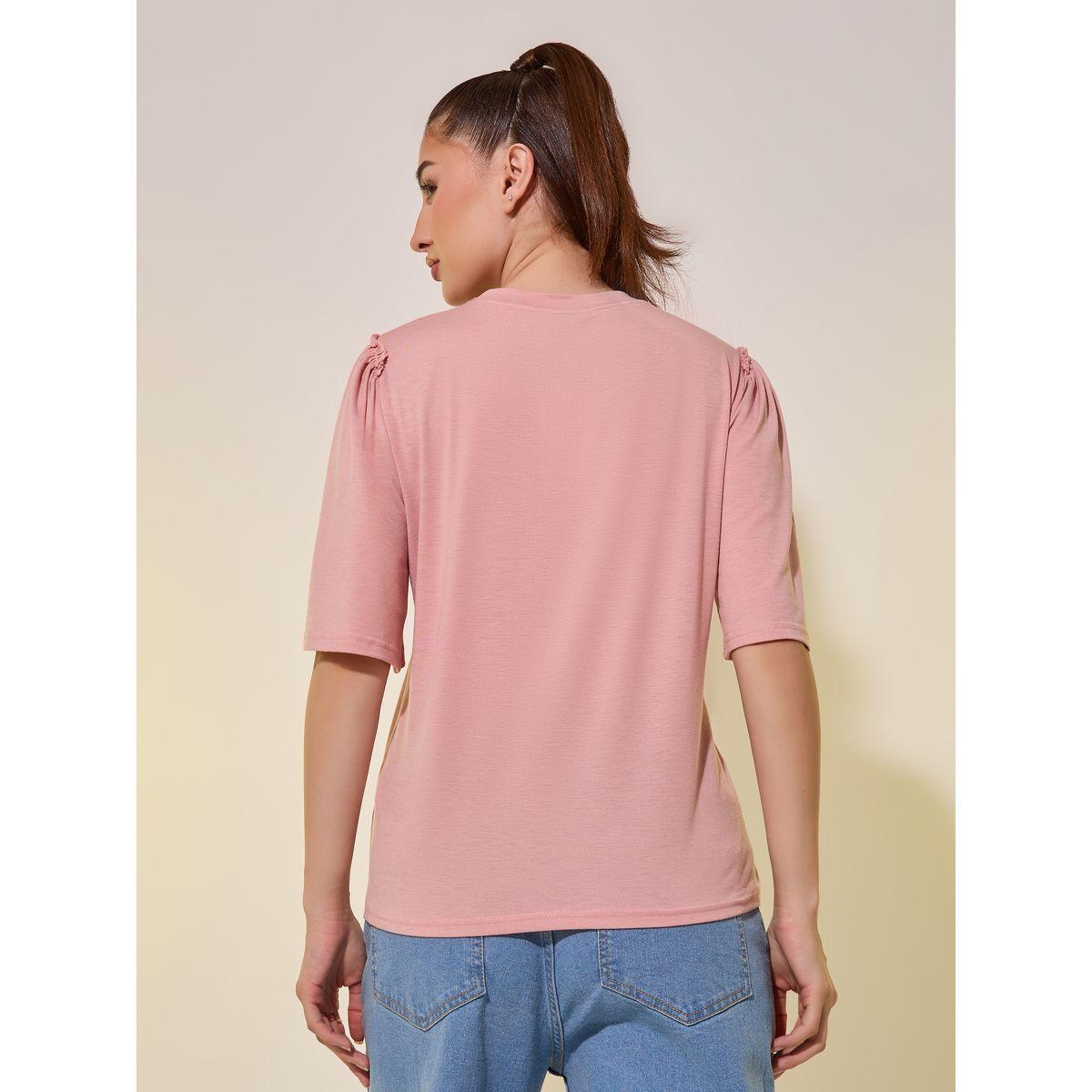 تيشيرت بقصة عادية وياقة دائرية-women-clothing-tshirts-image-4