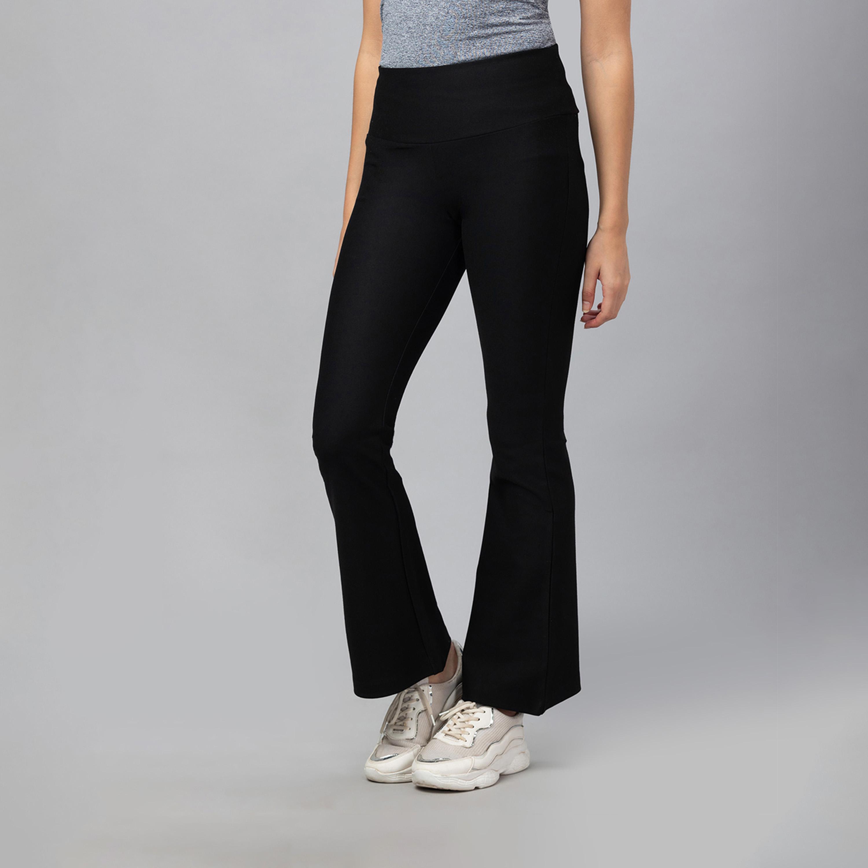 غلوبوس × ستايلي - بنطال ضيق سادة بخصر مرتفع واسع من الأسفل-women-clothing-bottoms-leggings-image-4
