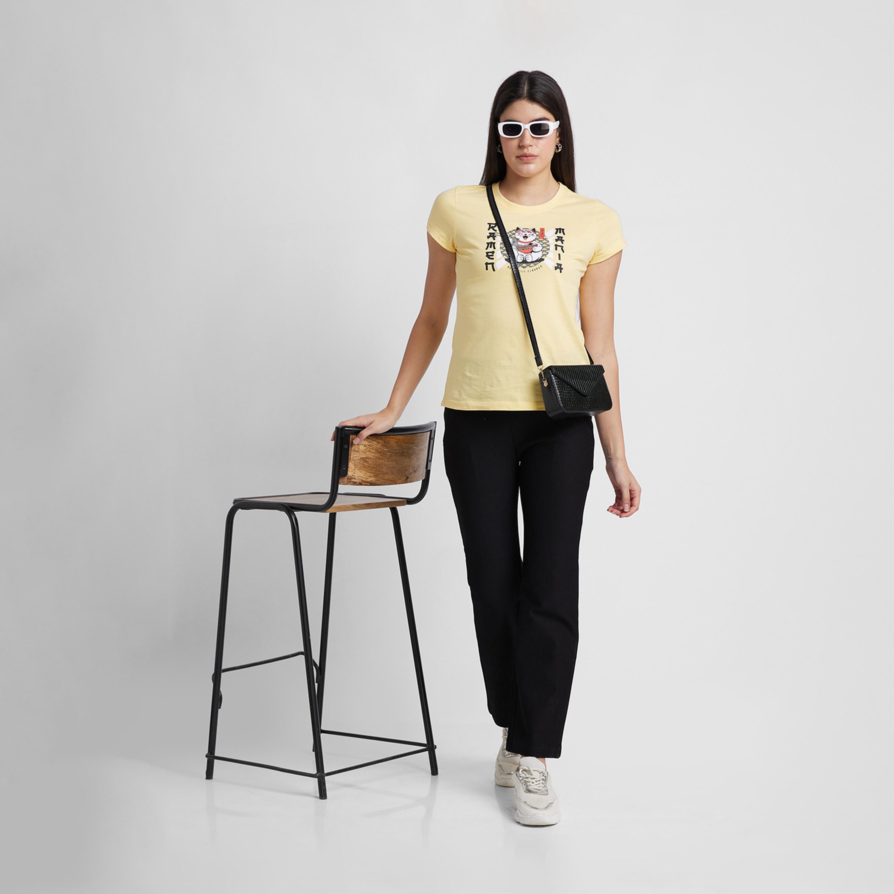 غلوبوس × ستايلي - بنطال سادة ضيق بقصة مريحة وخصر مرتفع-women-clothing-bottoms-leggings-image-1