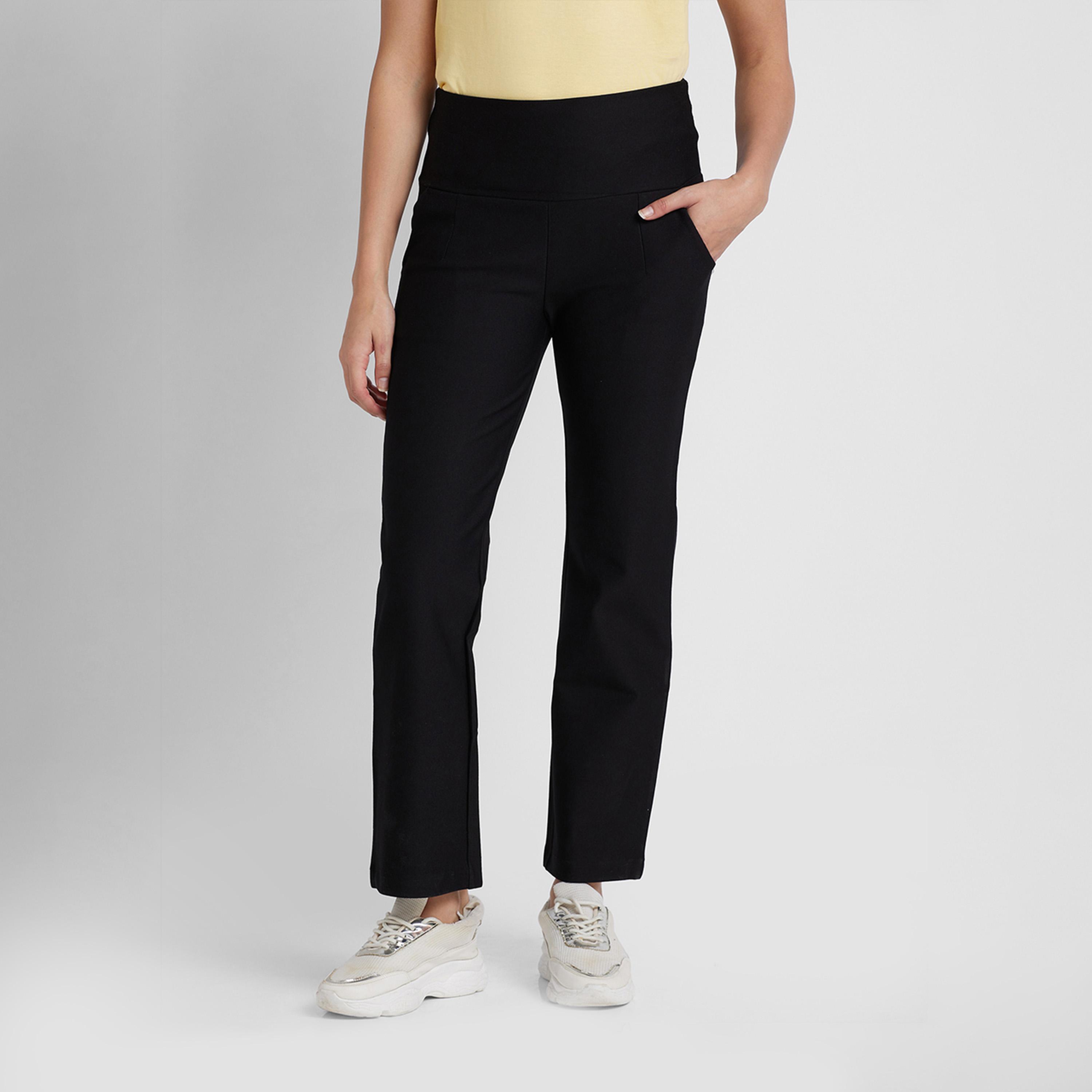 غلوبوس × ستايلي - بنطال سادة ضيق بقصة مريحة وخصر مرتفع-women-clothing-bottoms-leggings-image-2
