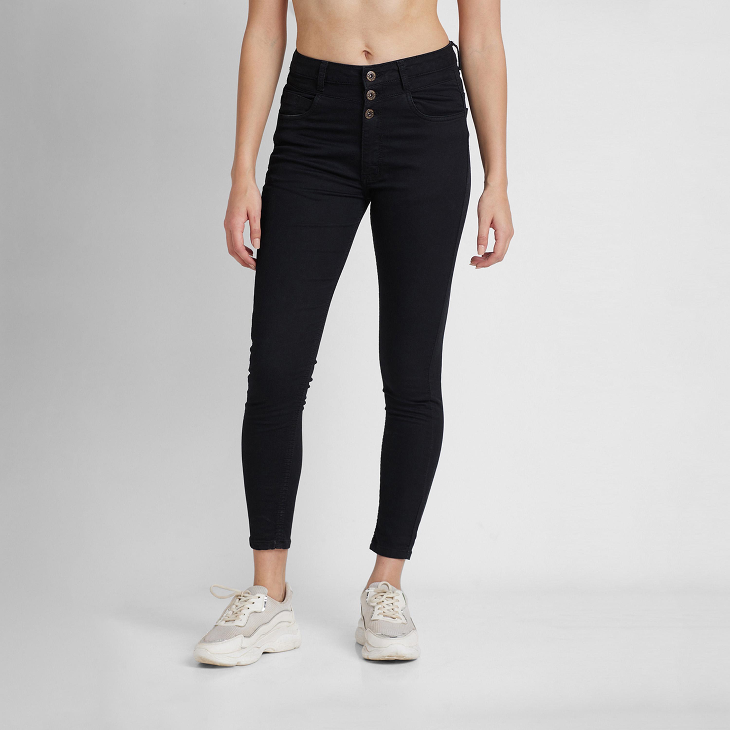 Globus X Styli Solid High Rise Skinny Fit Stretchable Jeans With Pockets-women-clothing-bottoms-jeans-image-2