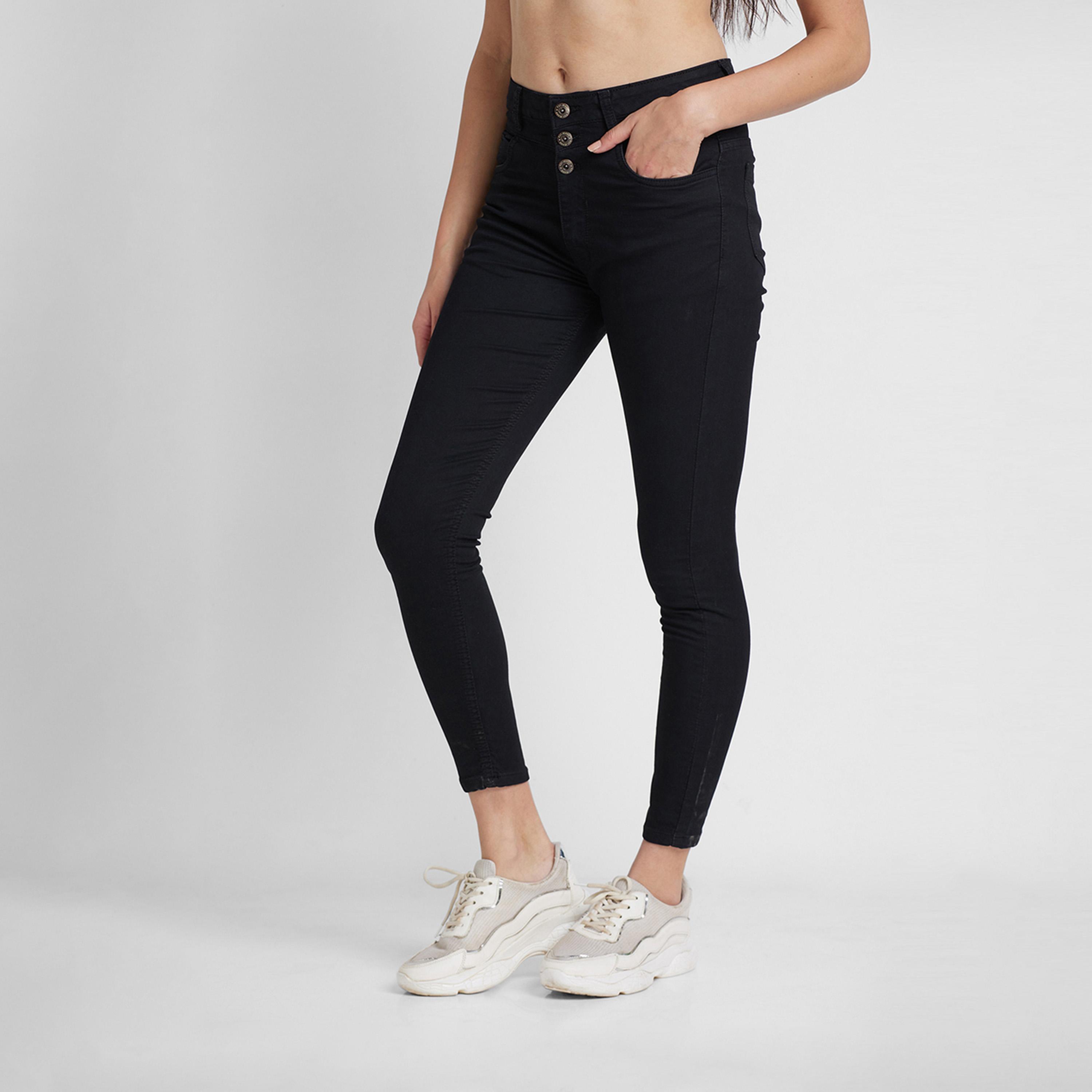 Globus X Styli Solid High Rise Skinny Fit Stretchable Jeans With Pockets-women-clothing-bottoms-jeans-image-4