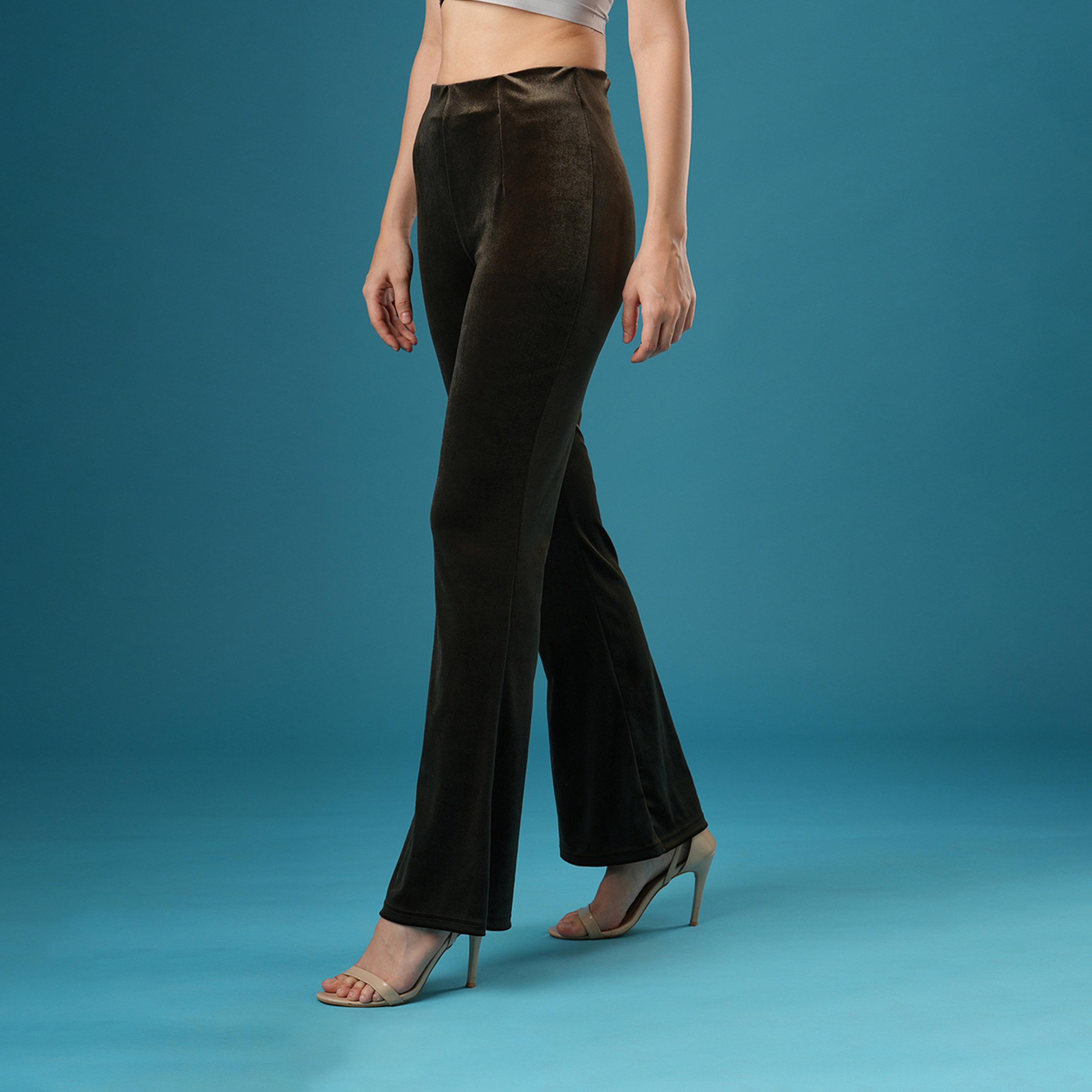 غلوبوس × ستايلي - بنطال بمظهر مخملي مطاطي ضيق مزخرف ذو خصر مرتفع-women-clothing-bottoms-leggings-image-3