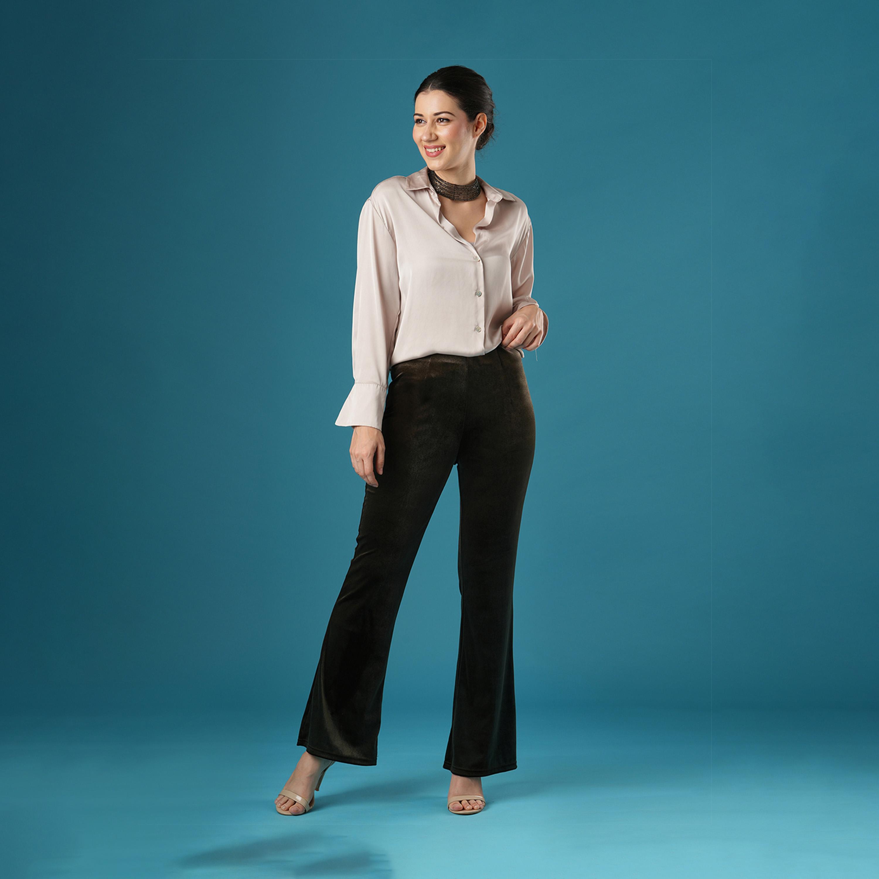 غلوبوس × ستايلي - بنطال بمظهر مخملي مطاطي ضيق مزخرف ذو خصر مرتفع-women-clothing-bottoms-leggings-image-6