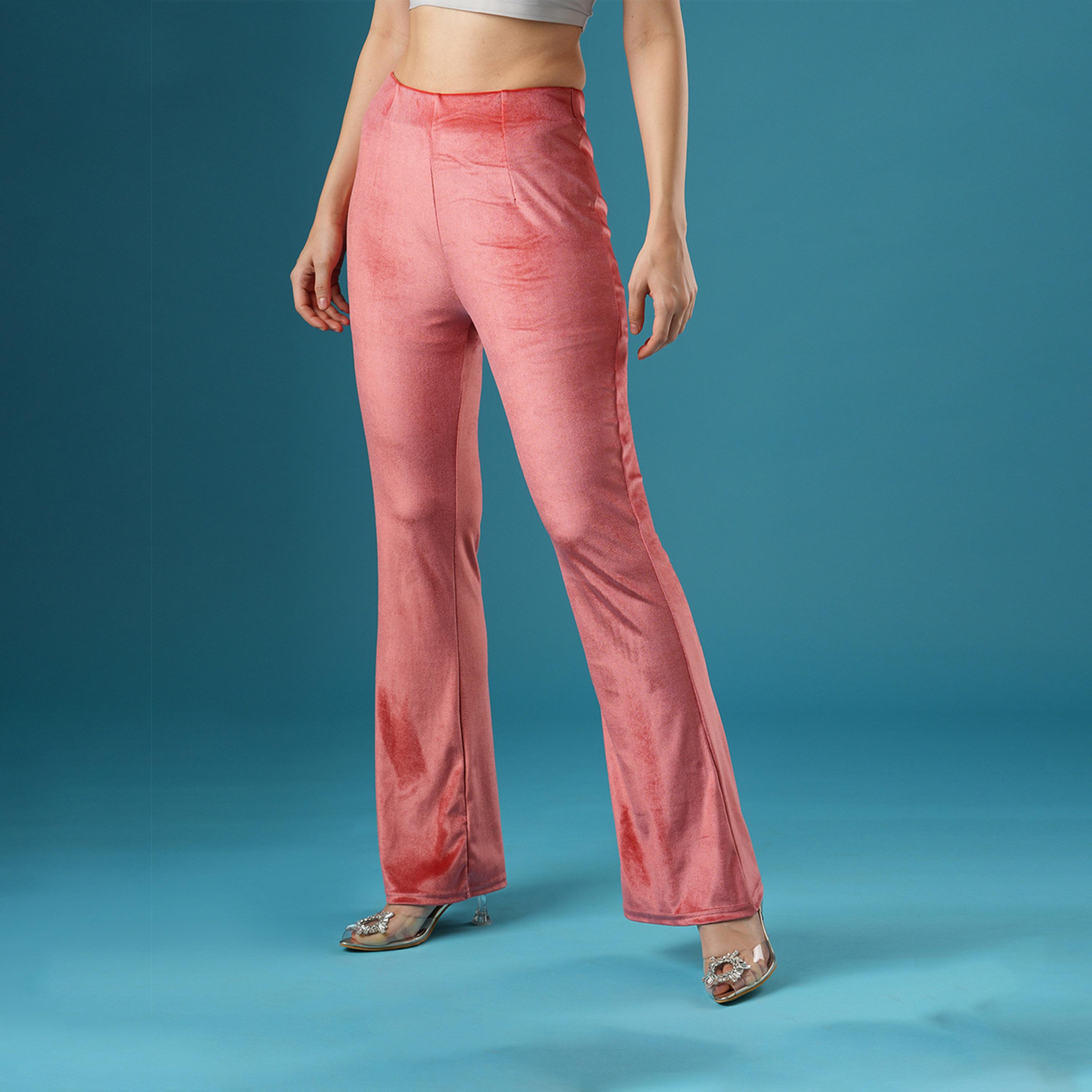 غلوبوس × ستايلي - بنطال بمظهر مخملي بقصة واسعة من الأسفل وخصر متوسط-women-clothing-bottoms-leggings-image-2