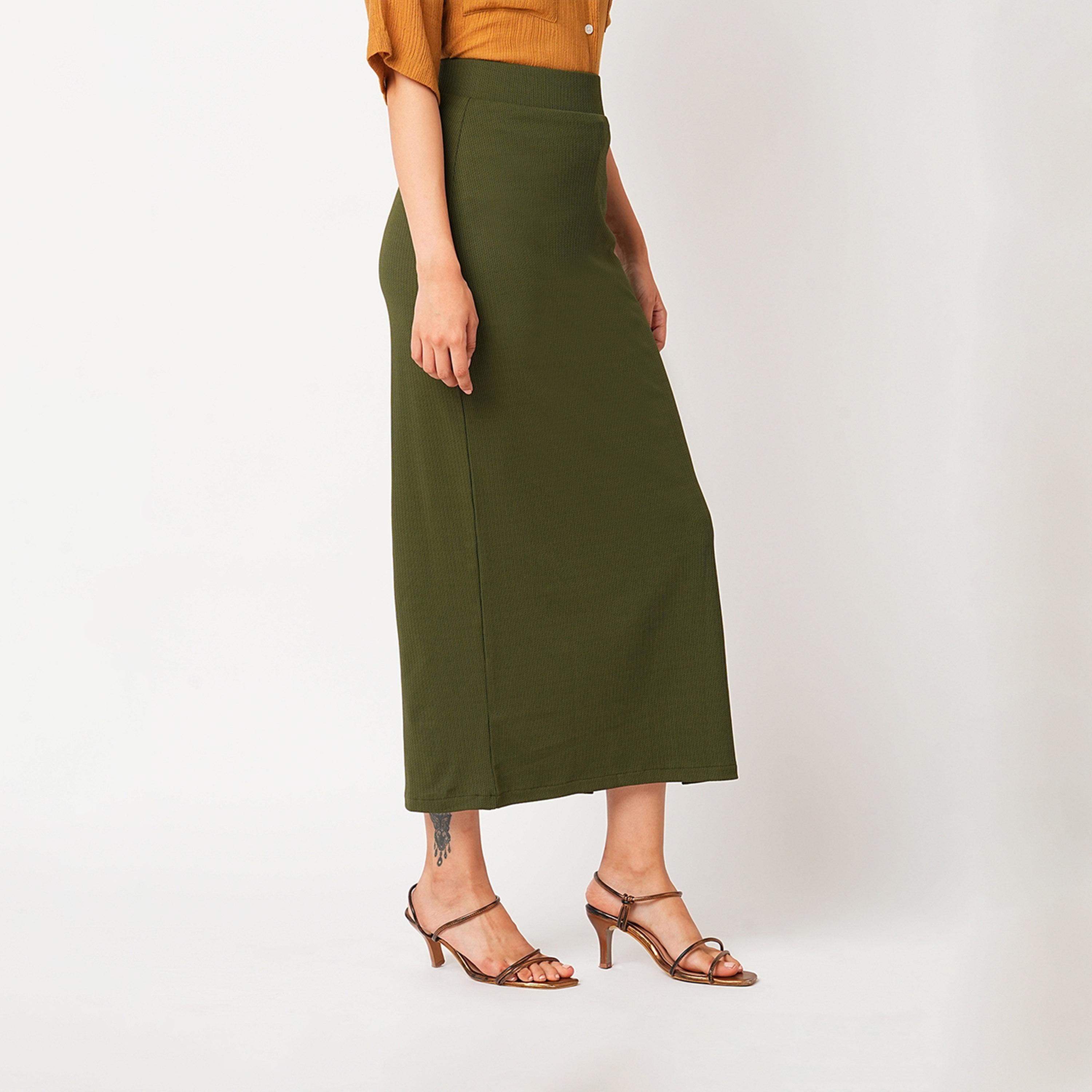 Globus X Styli Textured High-Rise Side Slit Pencil Maxi Skirt-women-clothing-bottoms-skirts-image-2