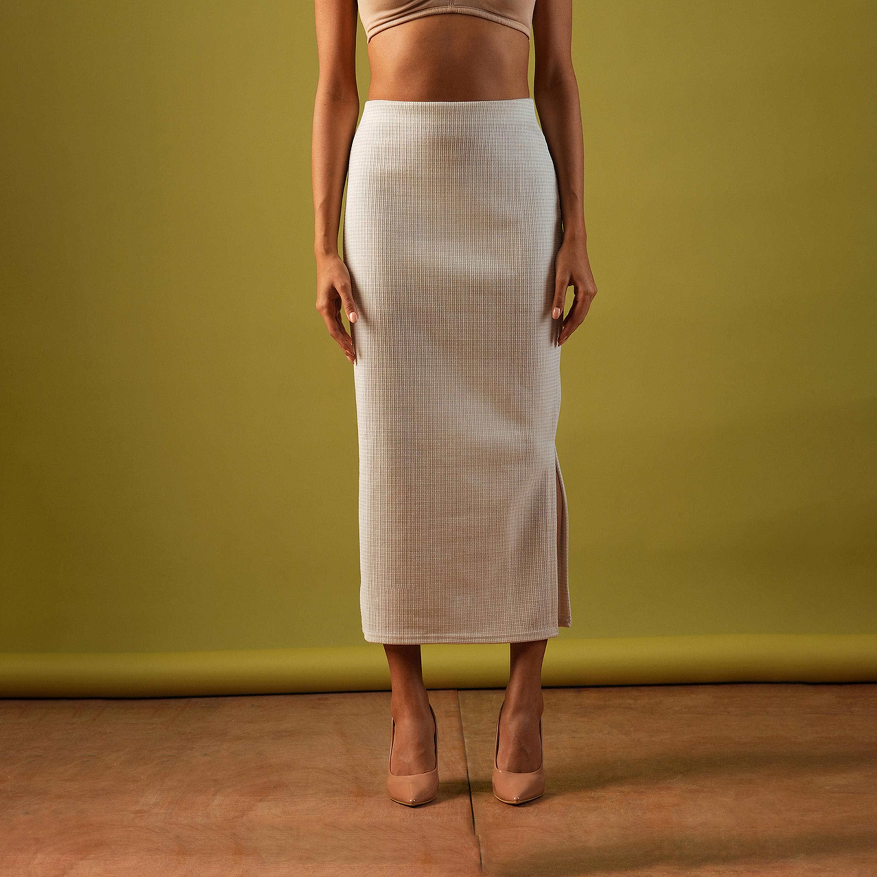 Globus X Styli Textured High-Rise Stretchy Pencil Maxi Skirt-women-clothing-bottoms-skirts-image-1