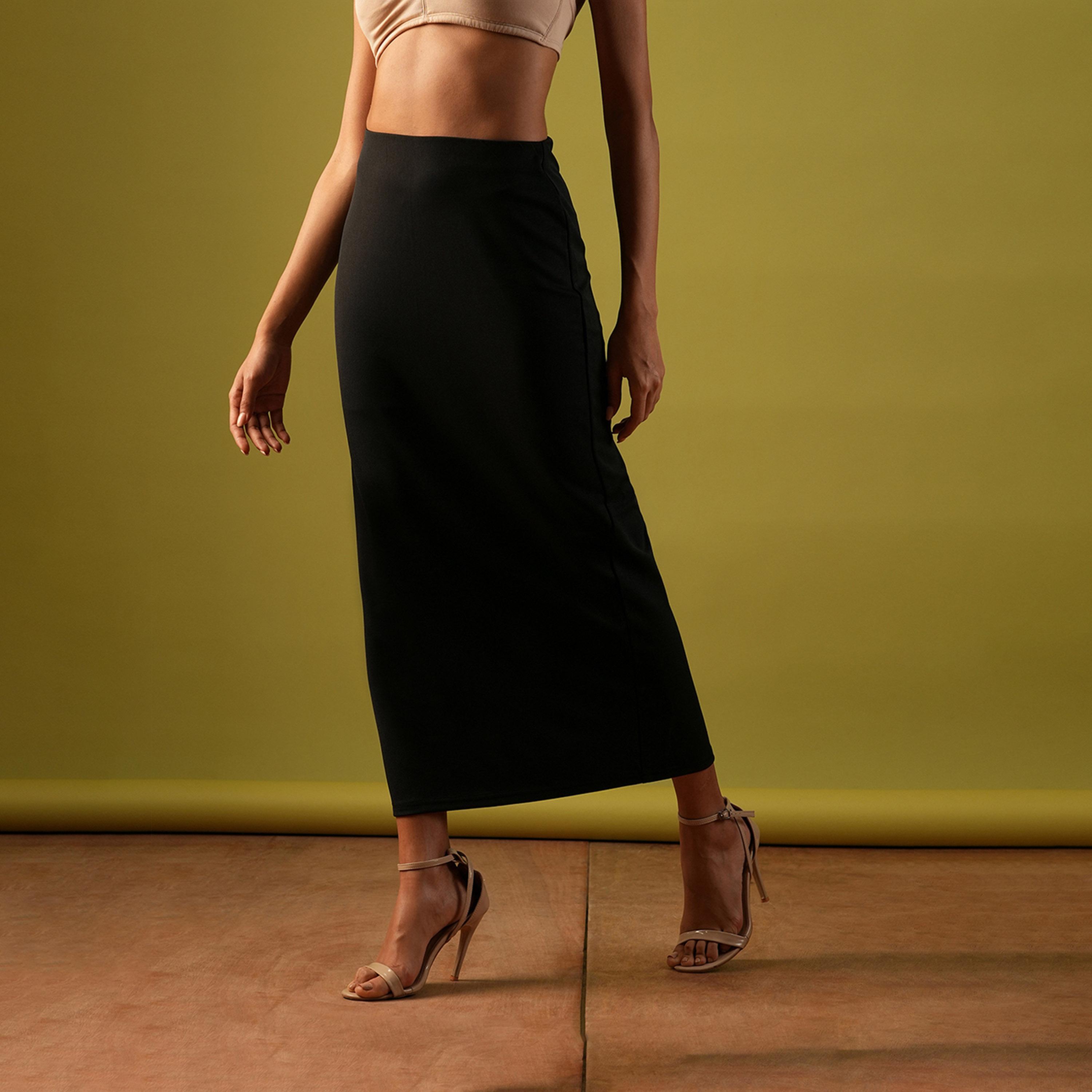 Globus X Styli Solid High-Rise Stretchy Pencil Midi Skirt-women-clothing-bottoms-skirts-image-2