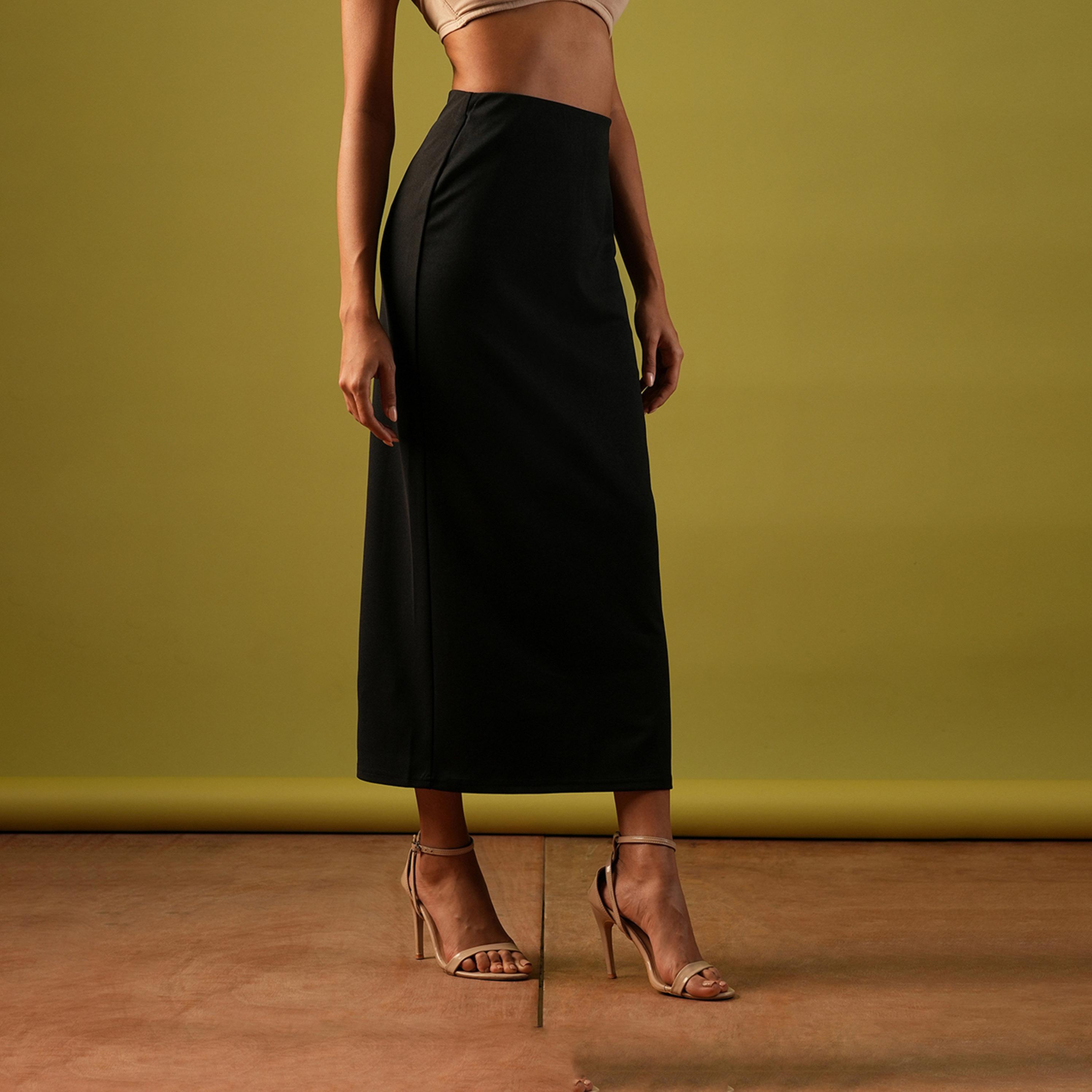 Globus X Styli Solid High-Rise Stretchy Pencil Midi Skirt-women-clothing-bottoms-skirts-image-3