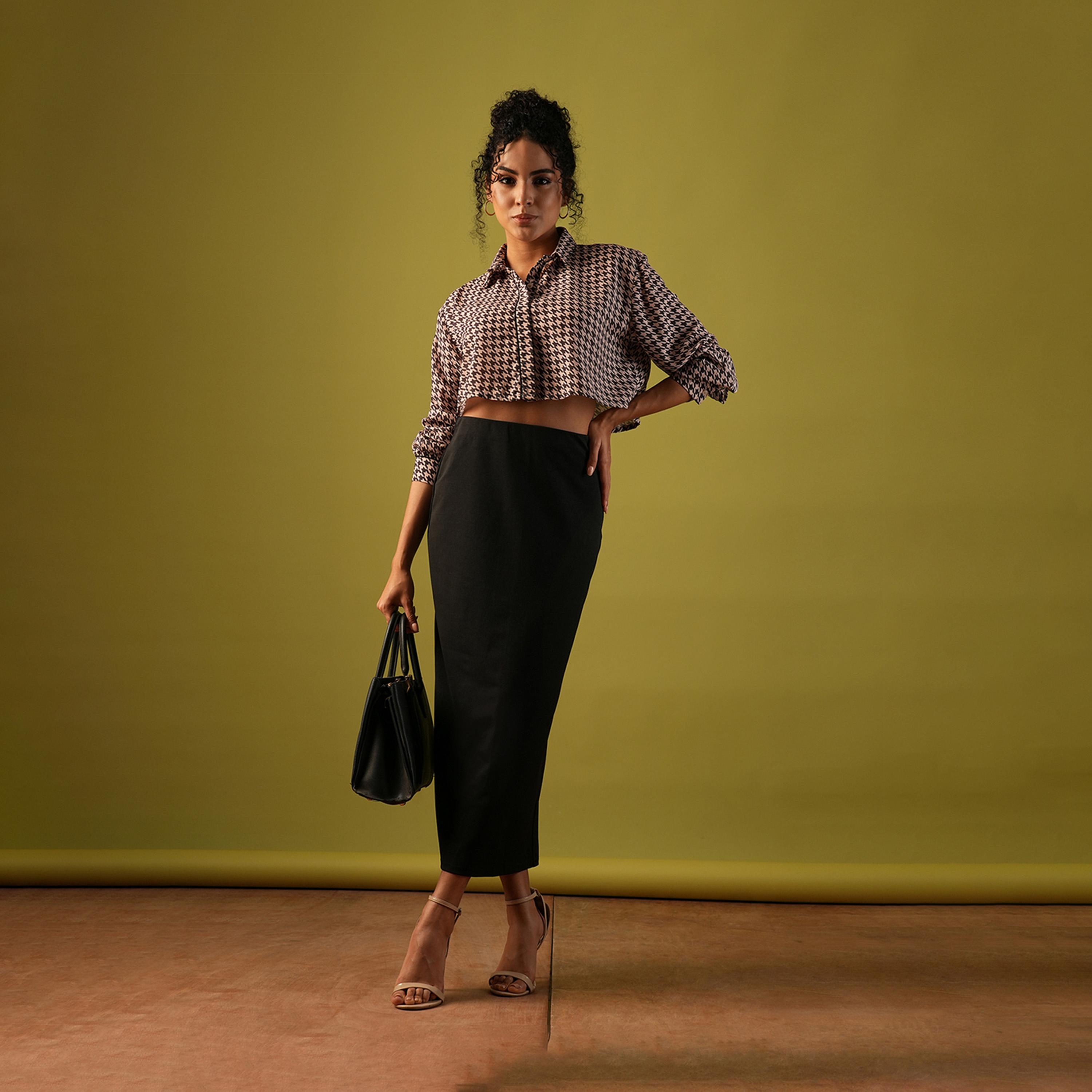 Globus X Styli Solid High-Rise Stretchy Pencil Midi Skirt-women-clothing-bottoms-skirts-image-6