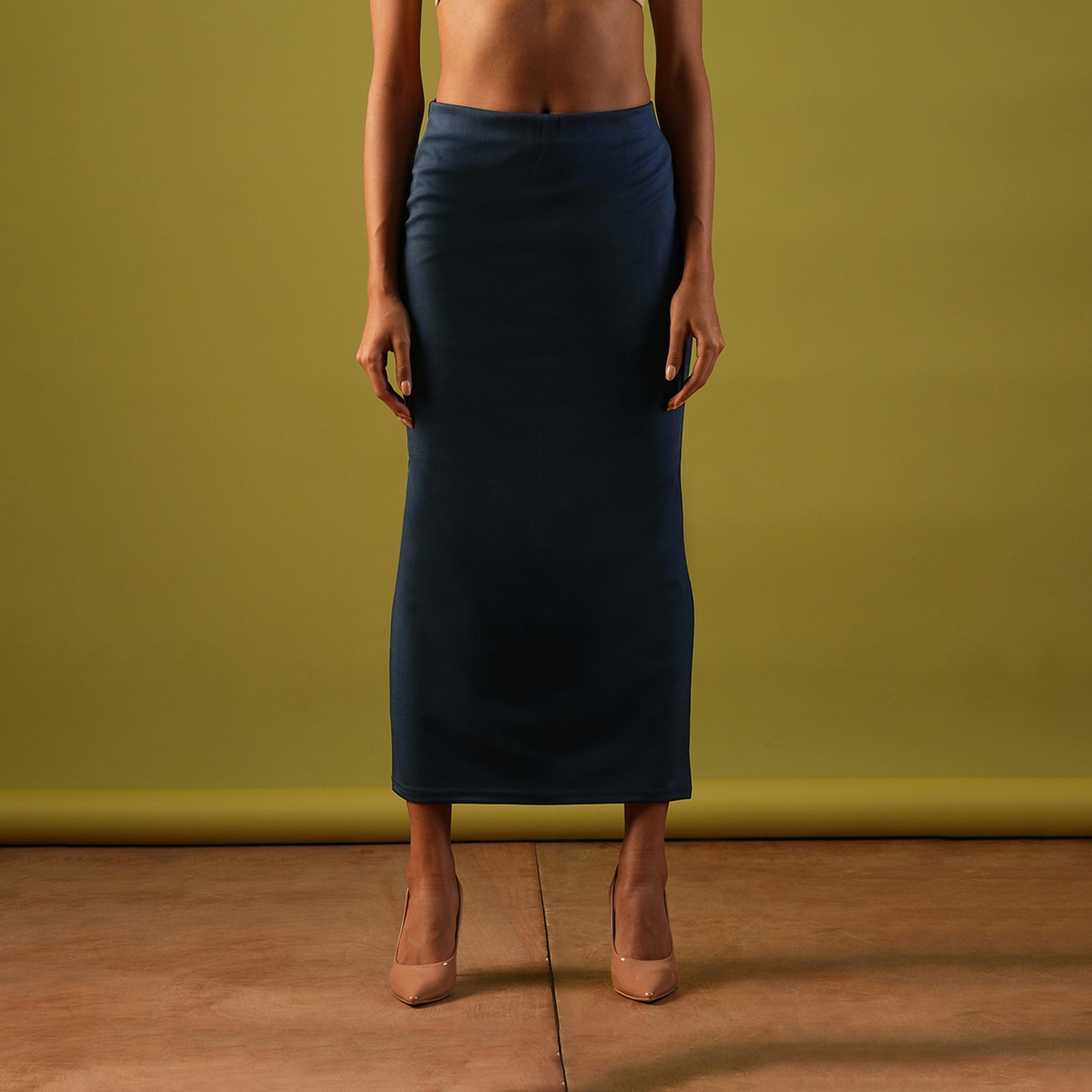 Globus X Styli Solid High-Rise Stretchy Pencil Midi Skirt-women-clothing-bottoms-skirts-image-1