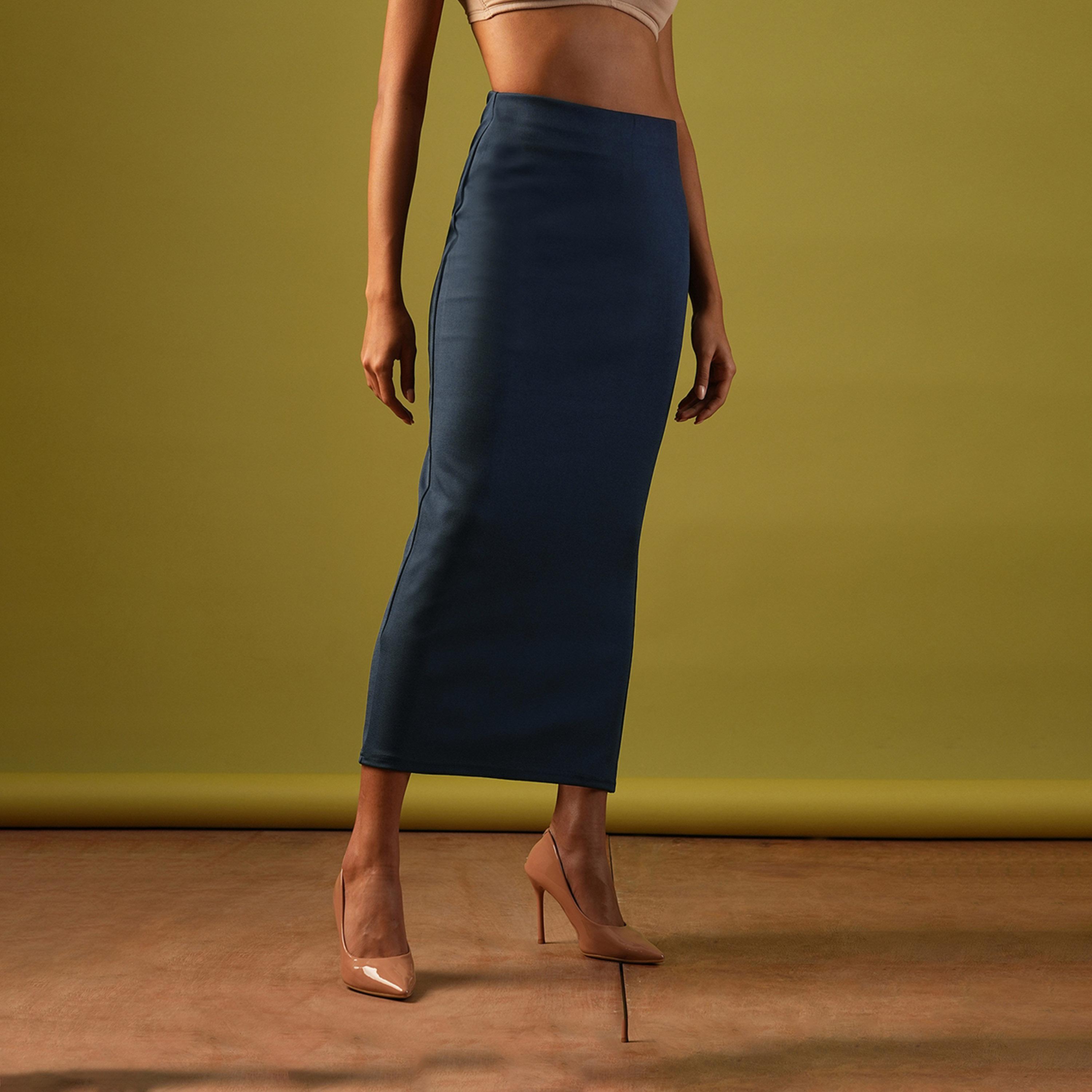 Globus X Styli Solid High-Rise Stretchy Pencil Midi Skirt-women-clothing-bottoms-skirts-image-3