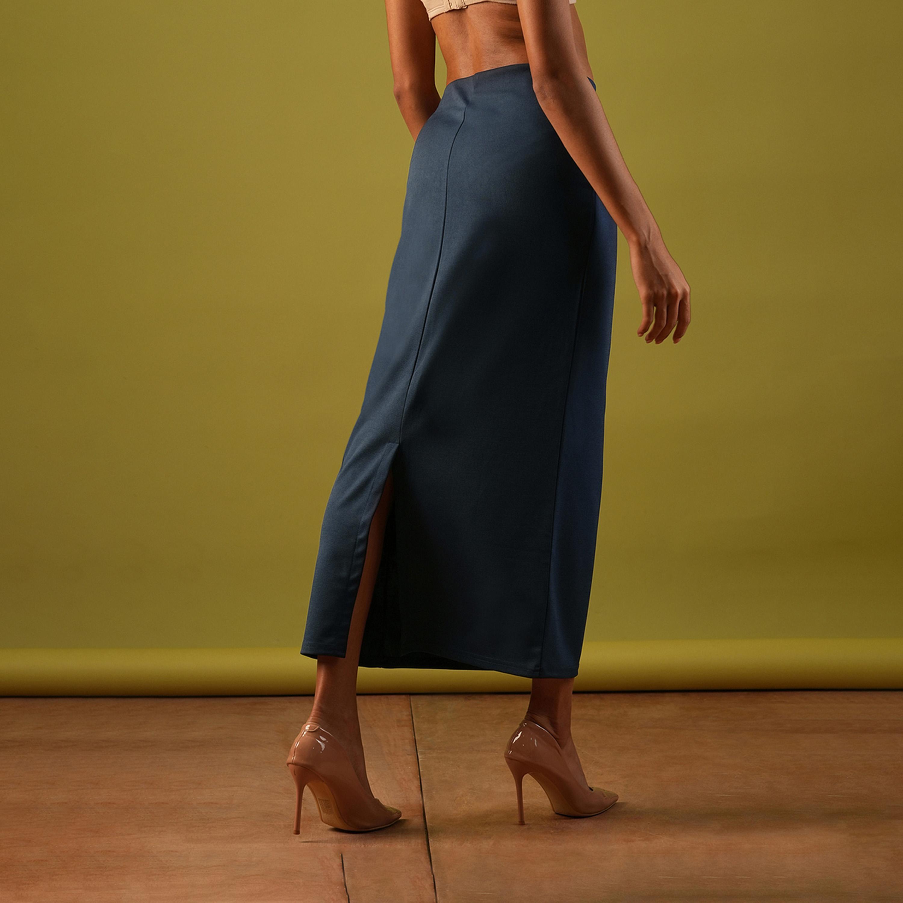 Globus X Styli Solid High-Rise Stretchy Pencil Midi Skirt-women-clothing-bottoms-skirts-image-4