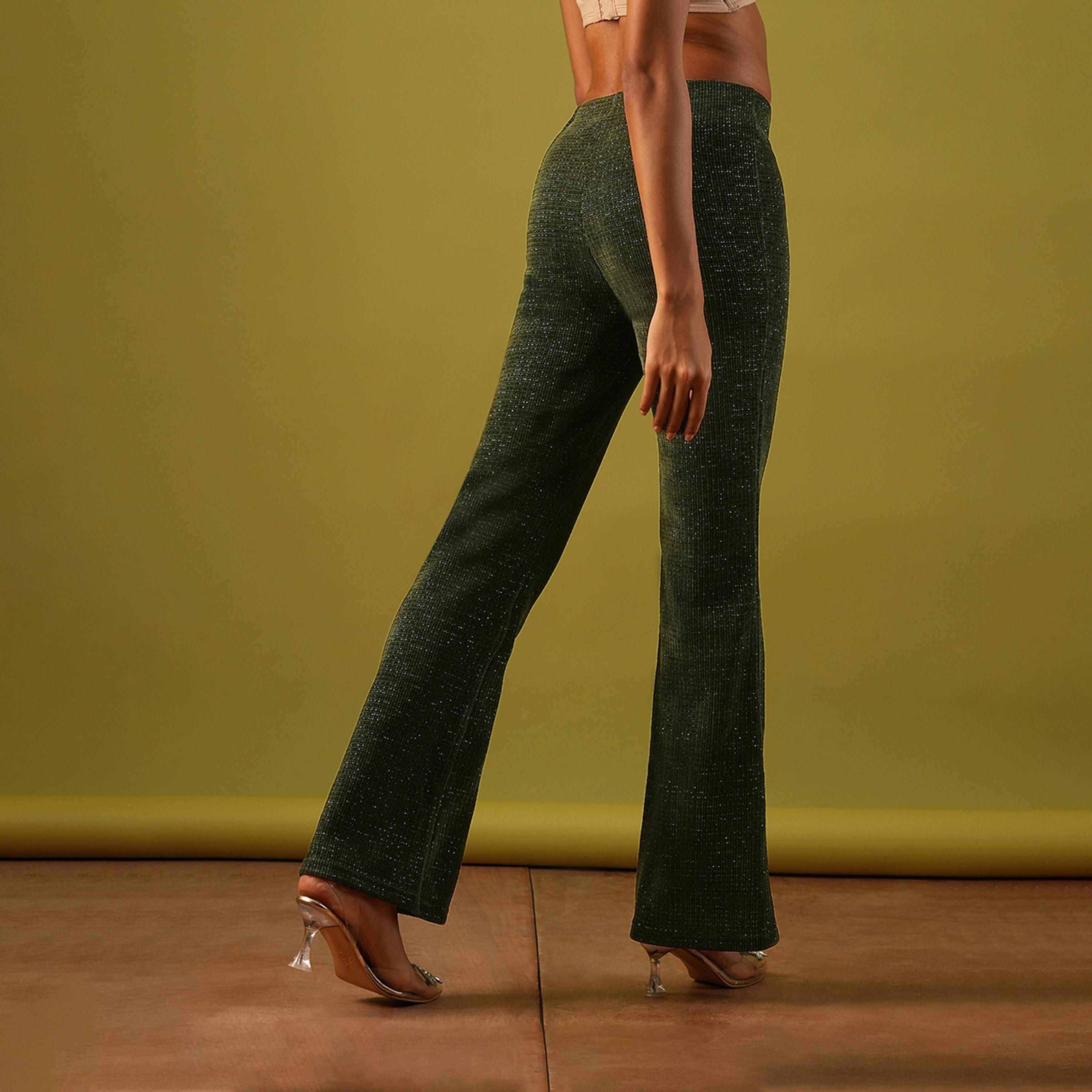 Globus X Styli Textured High Rise Flared Treggings-women-clothing-bottoms-leggings-image-4