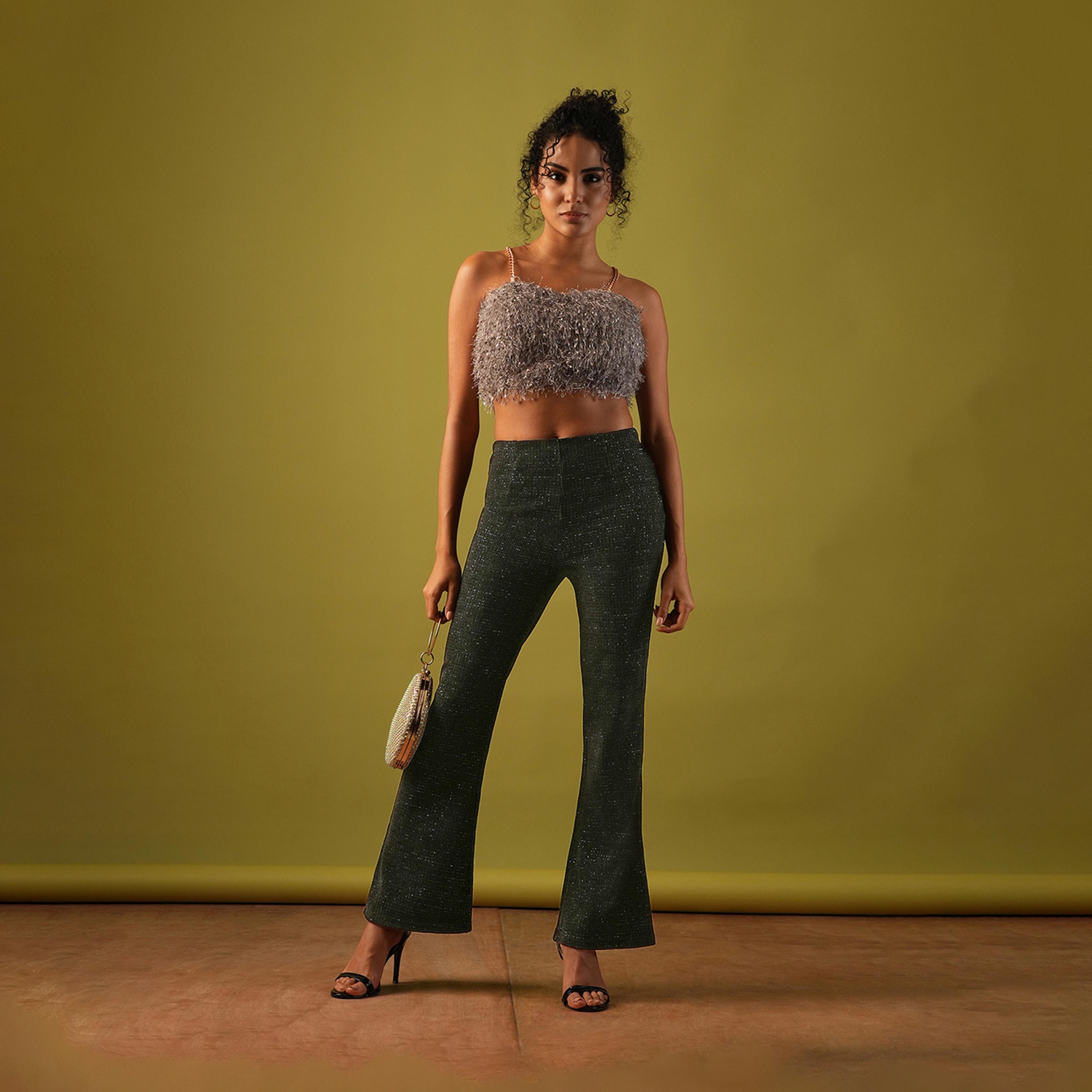 Globus X Styli Textured High Rise Flared Treggings-women-clothing-bottoms-leggings-image-6