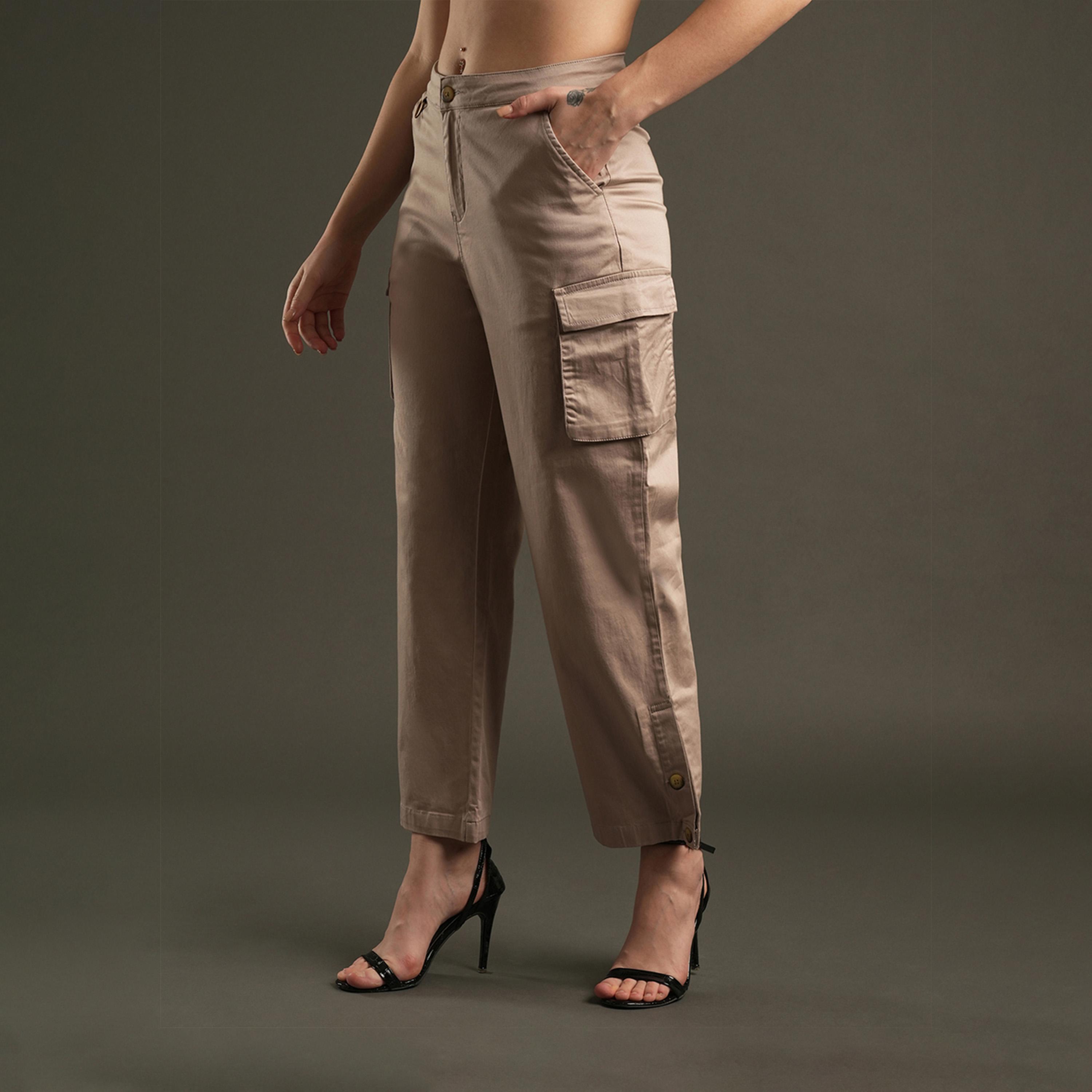 Globus X Styli High Rise Relaxed Fit Flat Front Cargo Pants-women-clothing-bottoms-trousers-image-2