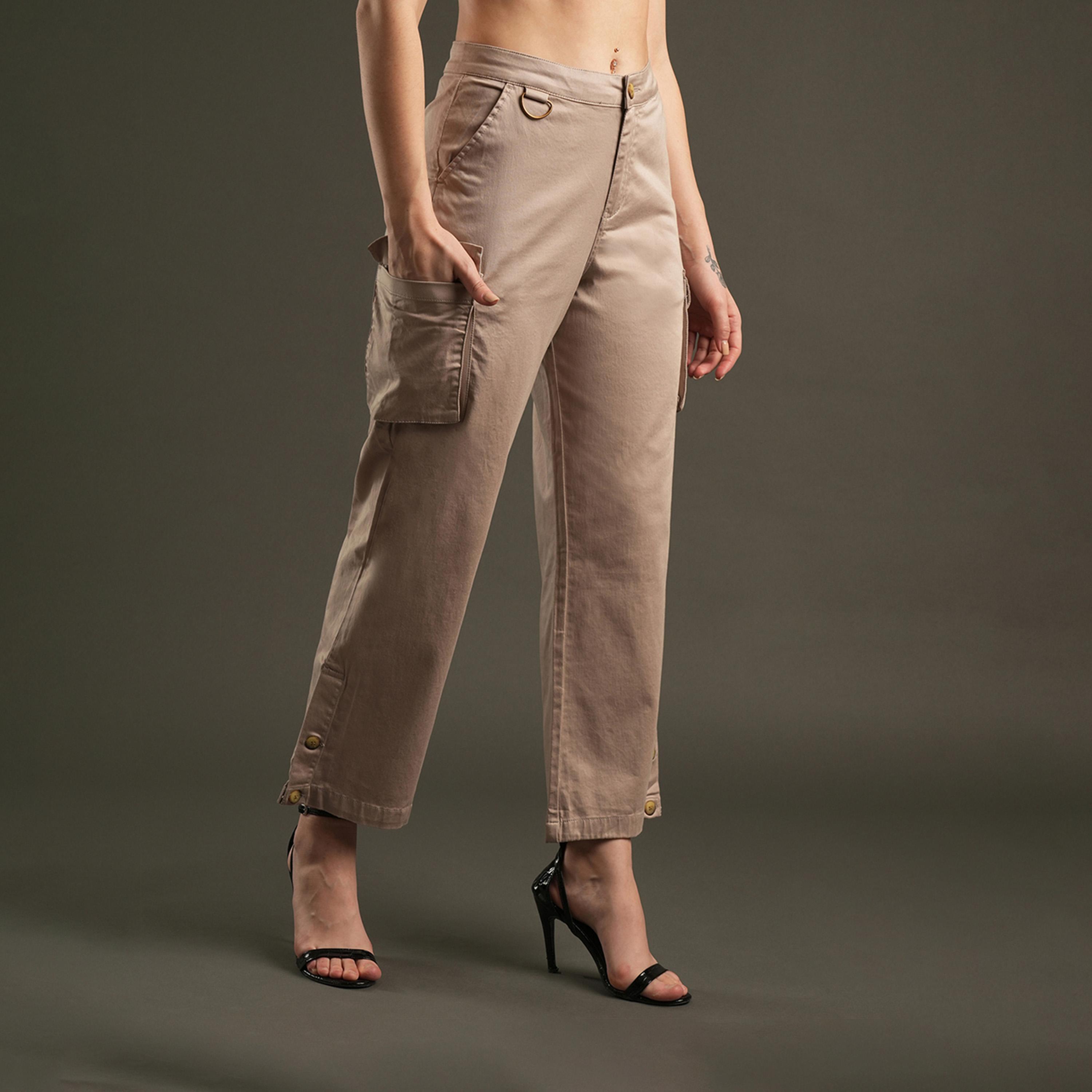 Globus X Styli High Rise Relaxed Fit Flat Front Cargo Pants-women-clothing-bottoms-trousers-image-3