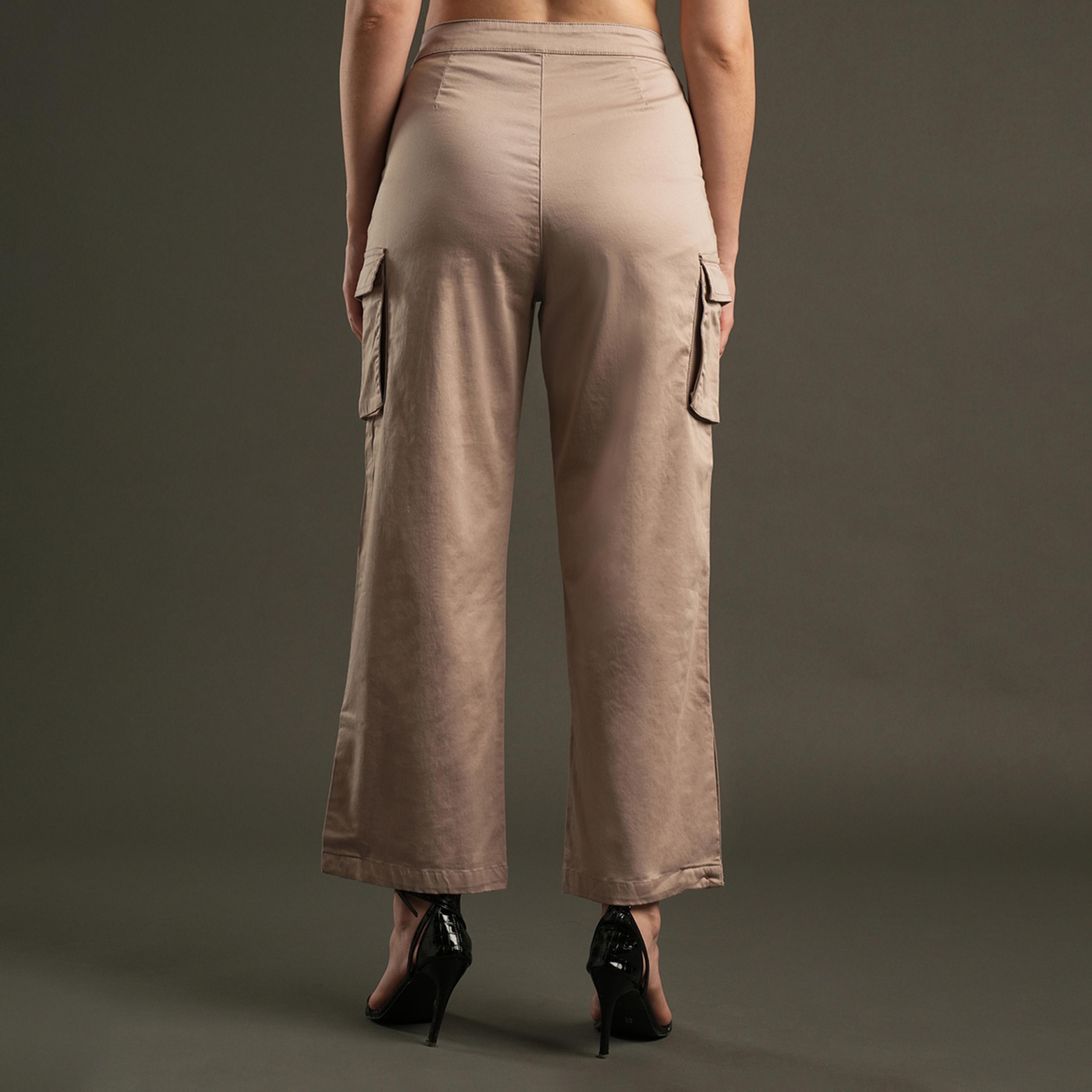 Globus X Styli High Rise Relaxed Fit Flat Front Cargo Pants-women-clothing-bottoms-trousers-image-4