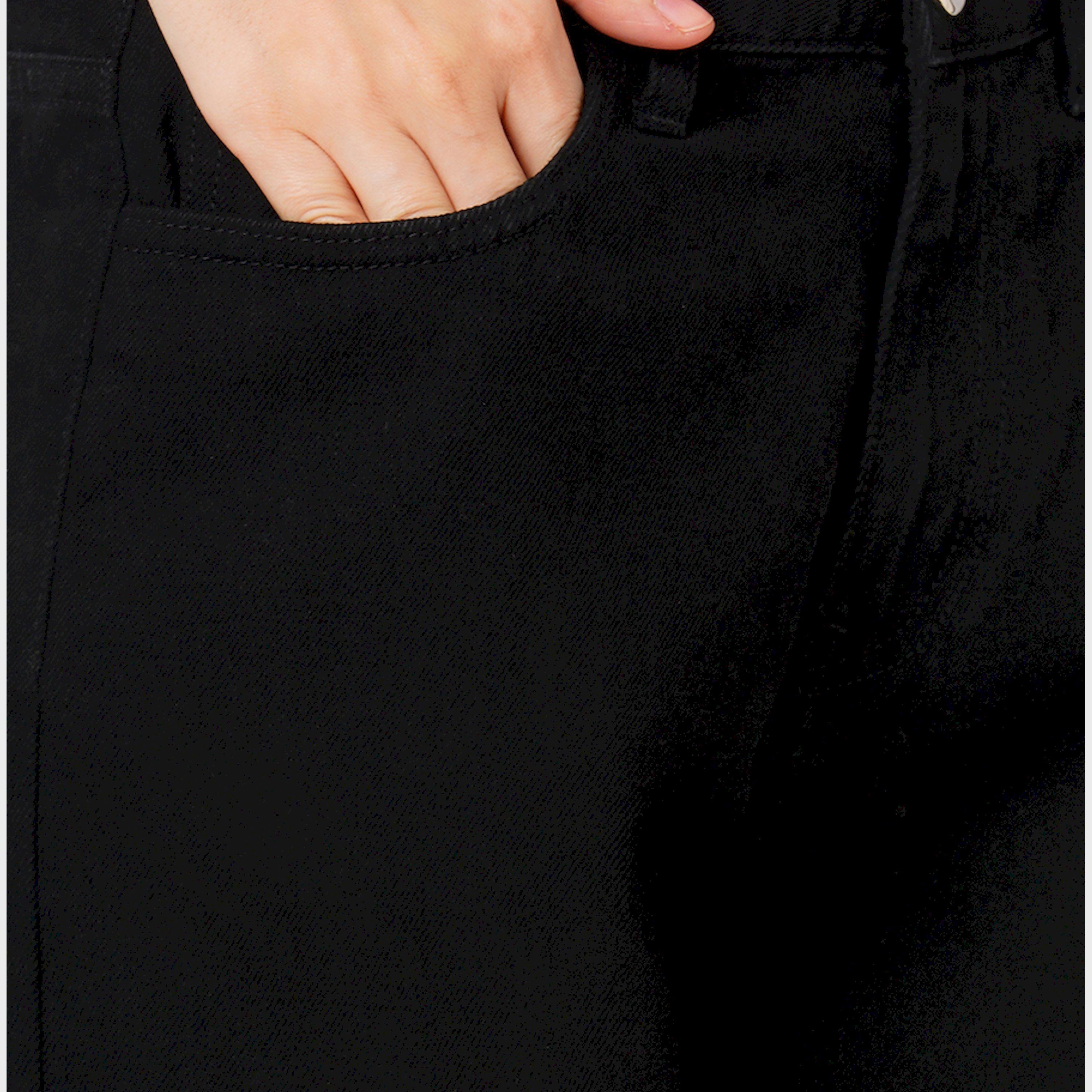 غلوبوس × ستايلي - بنطال جينز سادة بخصر مرتفع وقصة مريحة مع جيوب-women-clothing-bottoms-jeans-image-4