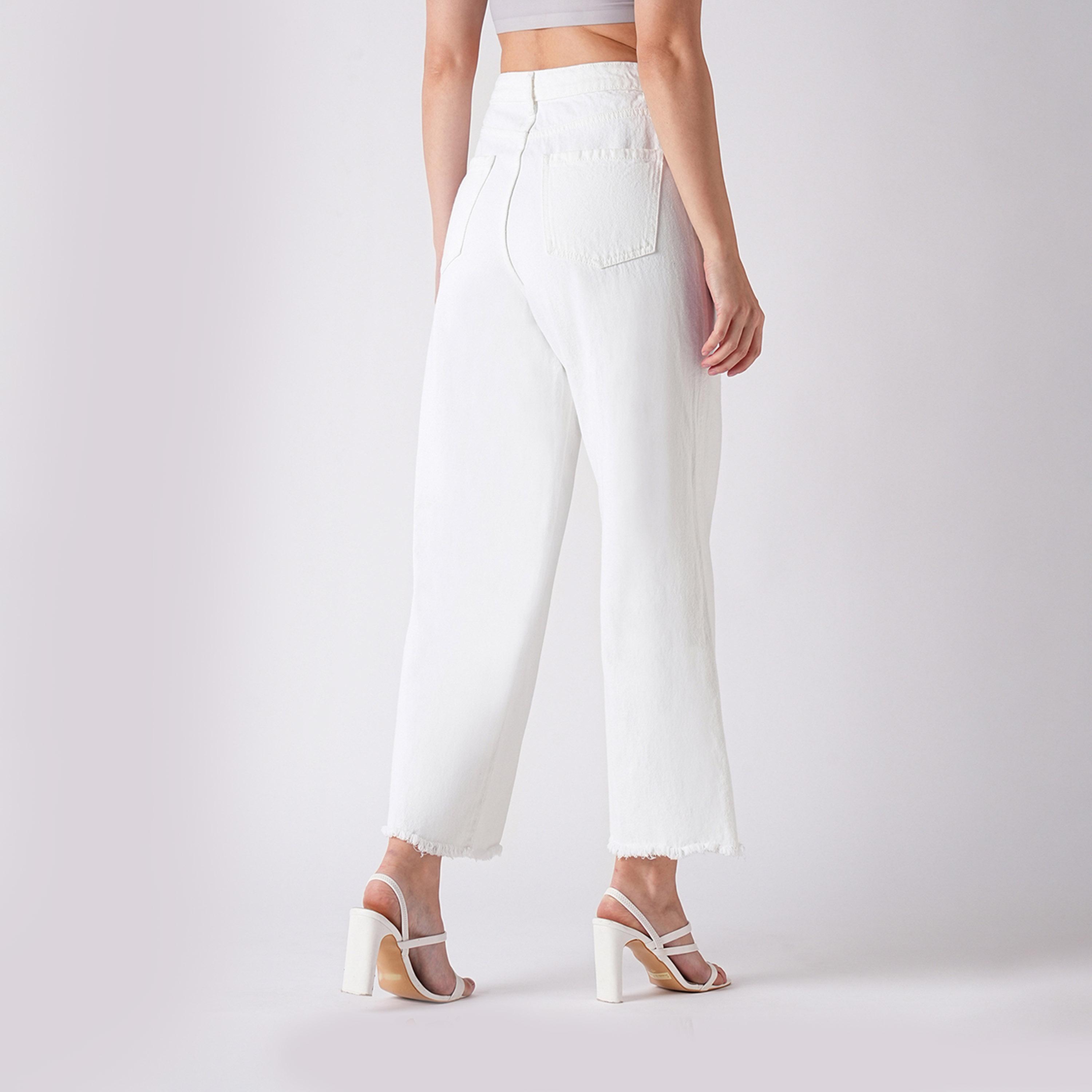غلوبوس × ستايلي - بنطال جينز سادة بخصر عالٍ وساق واسعة مع جيوب-women-clothing-bottoms-jeans-image-3