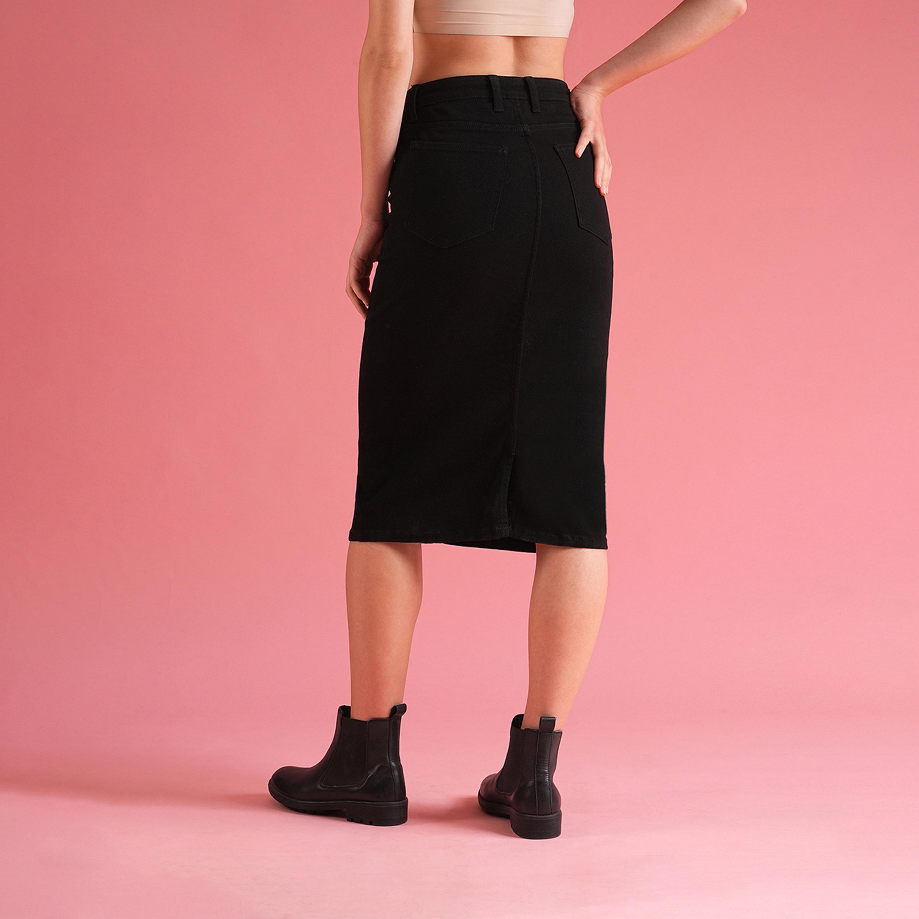 Globus X Styli Solid High Rise Pencil Midi Skirt With Pockets-women-clothing-bottoms-skirts-image-3