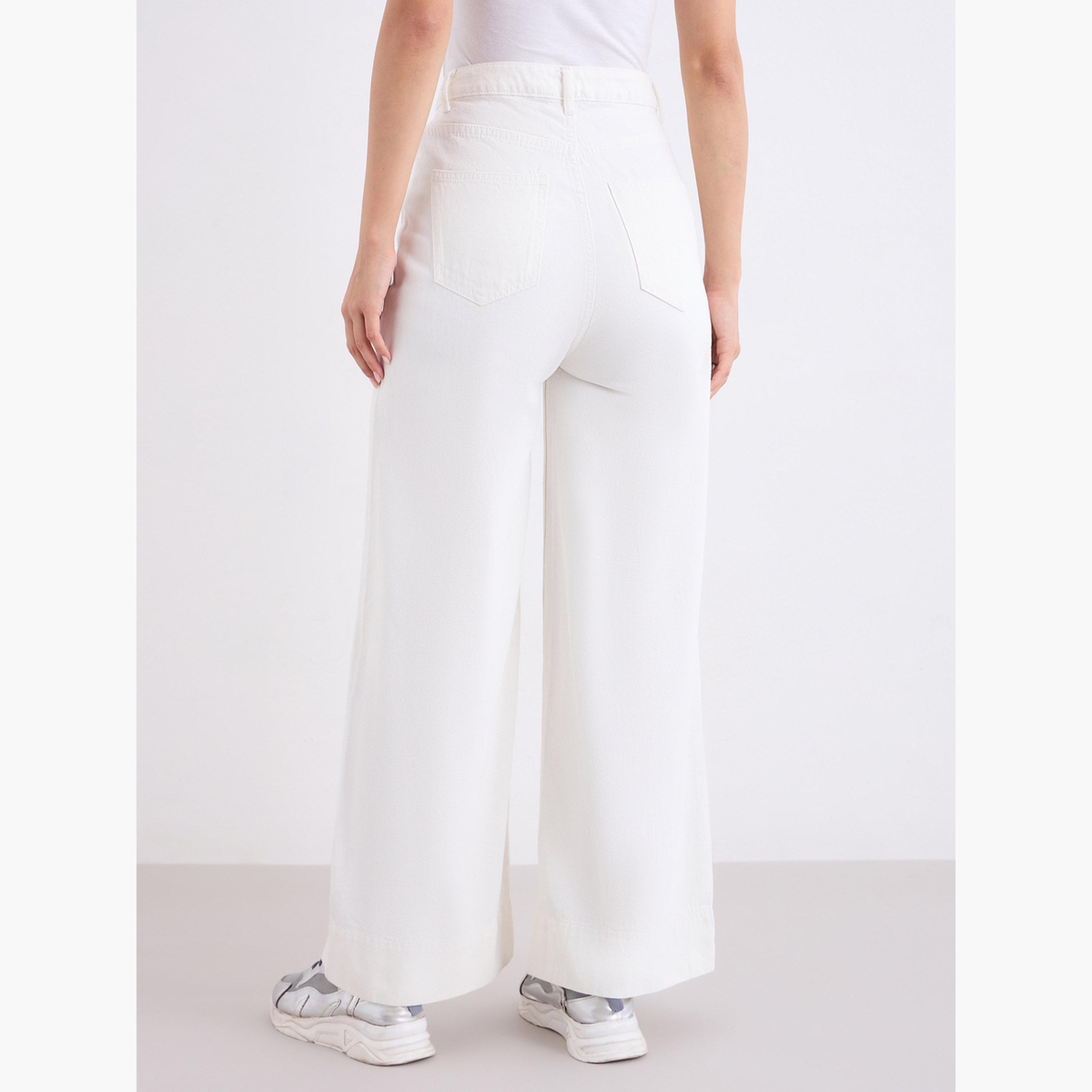 ستايلي - بنطال جينز نسائي واسع الساق بتفاصيل كشكشة-women-clothing-bottoms-jeans-image-4