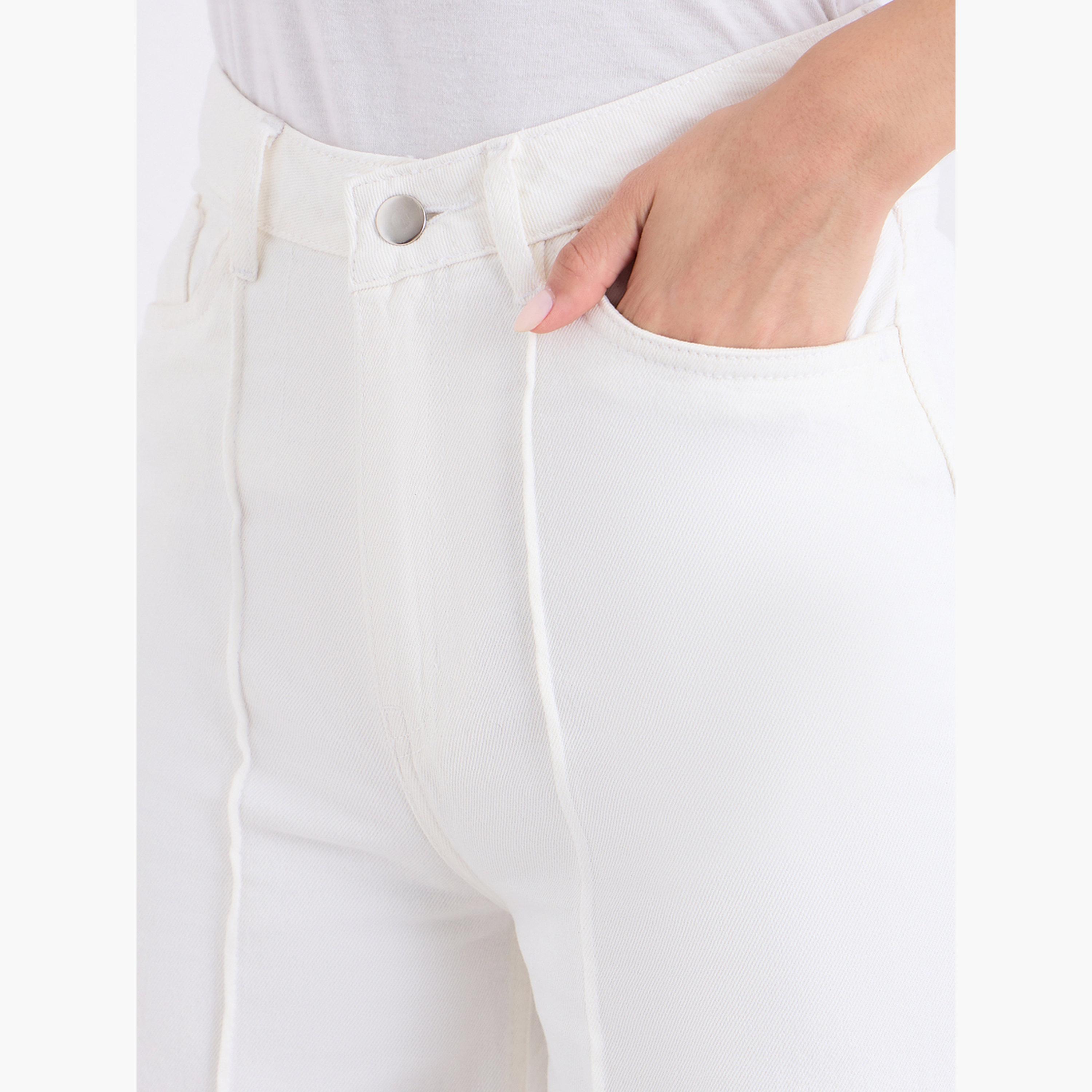 ستايلي - بنطال جينز نسائي واسع الساق بتفاصيل كشكشة-women-clothing-bottoms-jeans-image-5