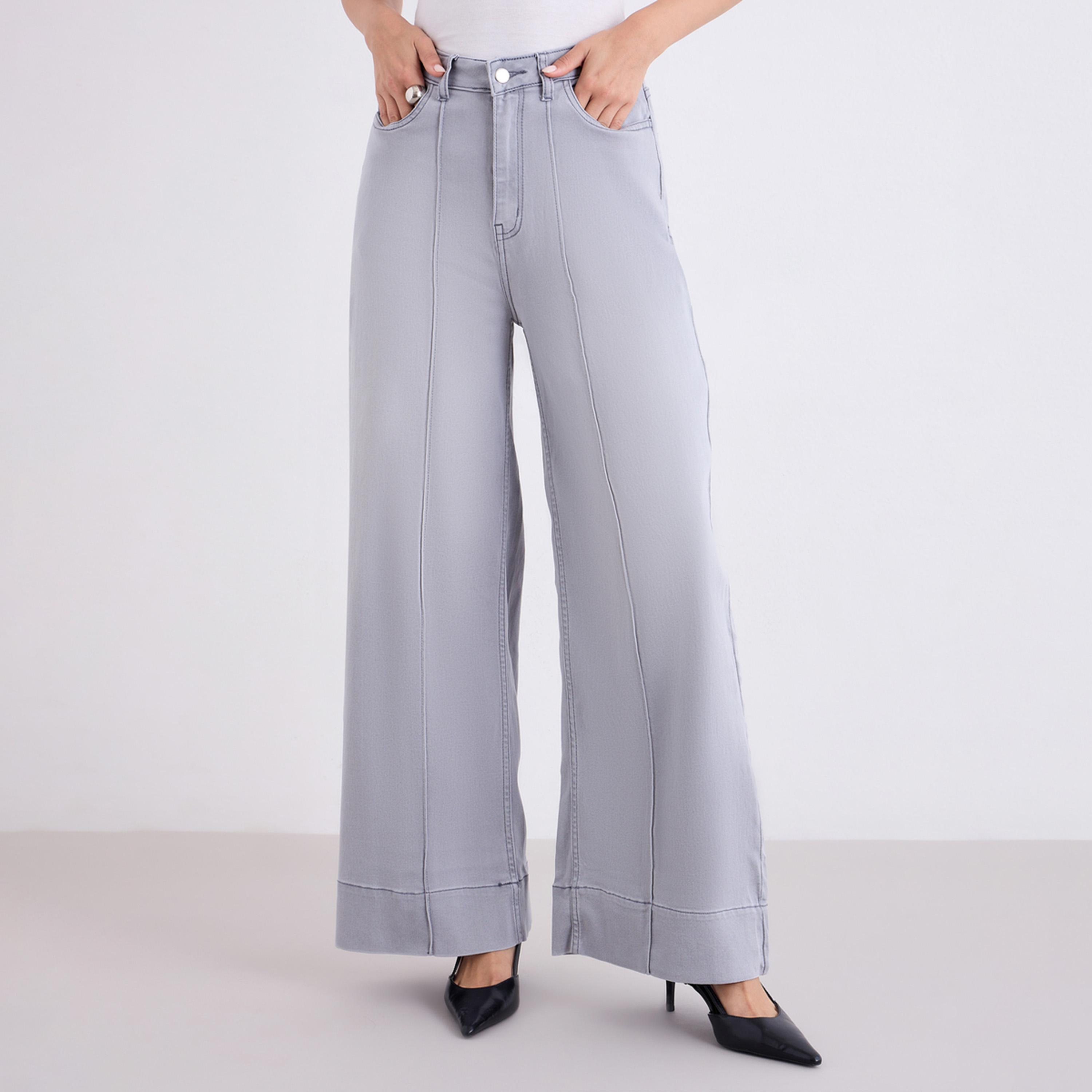 Styli Women Pintuck Detail Wide Leg Jeans-women-clothing-bottoms-jeans-image-1