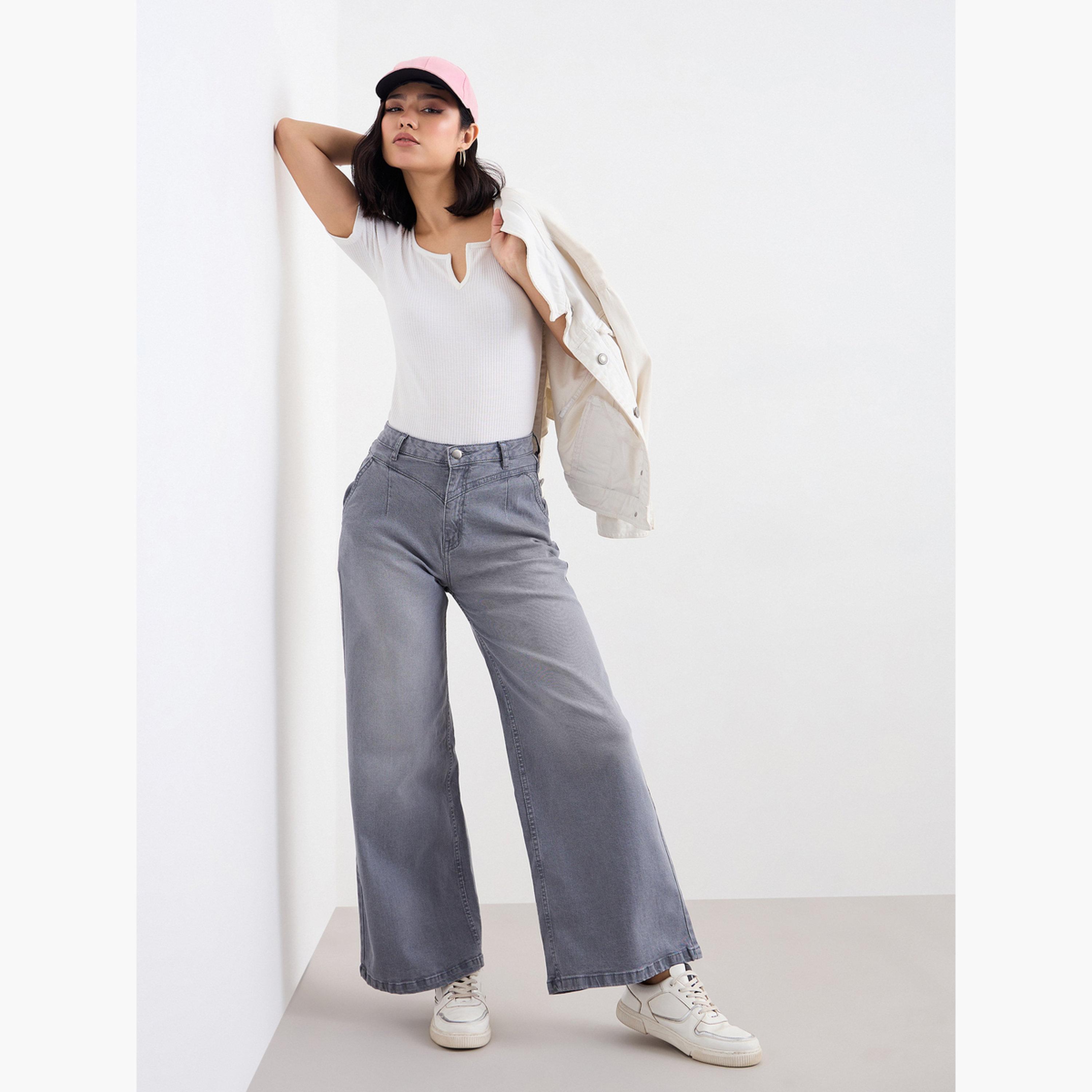 Styli High Rise Wide Leg Jeans with Pleat Yoke Waistband-women-clothing-bottoms-jeans-image-3