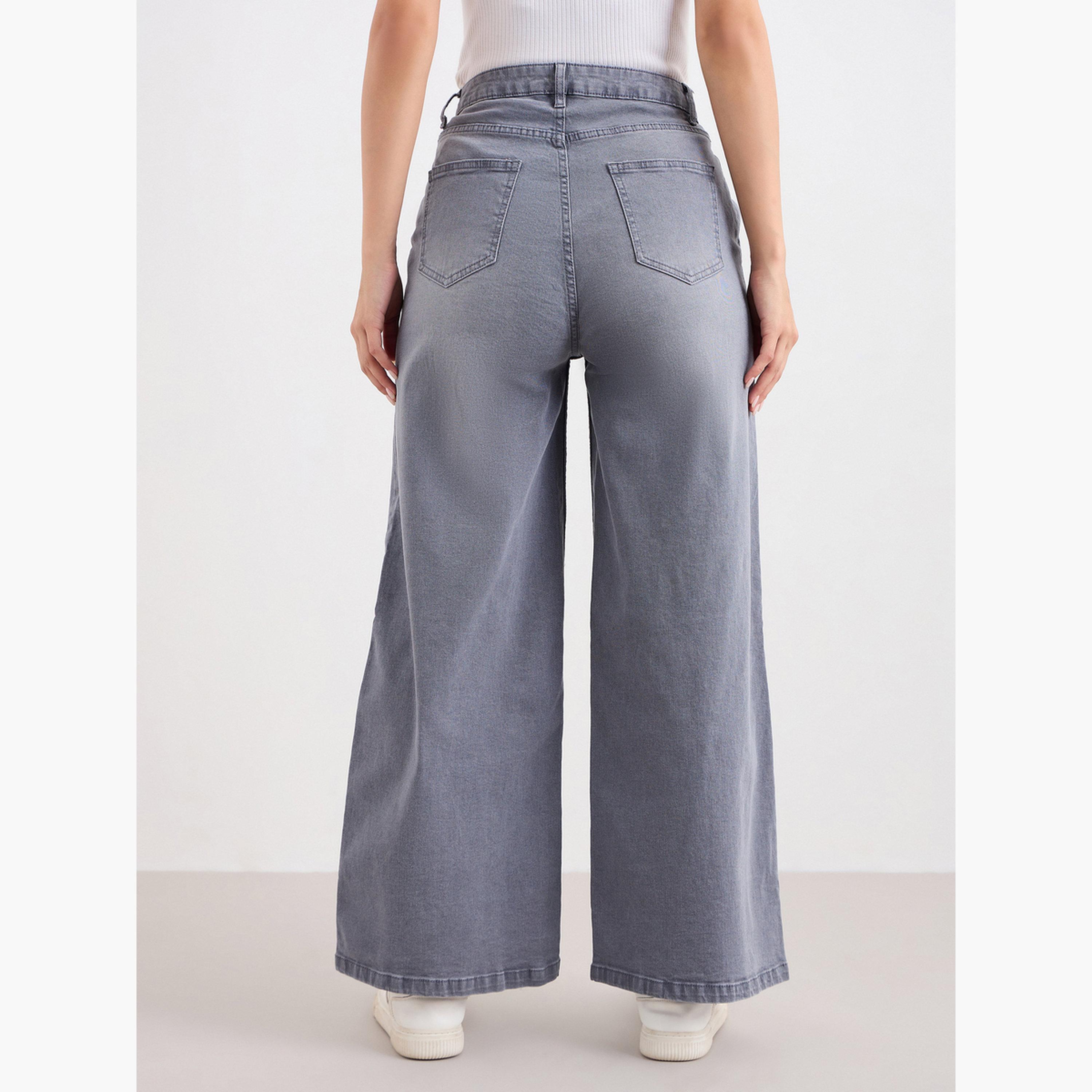 Styli High Rise Wide Leg Jeans with Pleat Yoke Waistband-women-clothing-bottoms-jeans-image-4