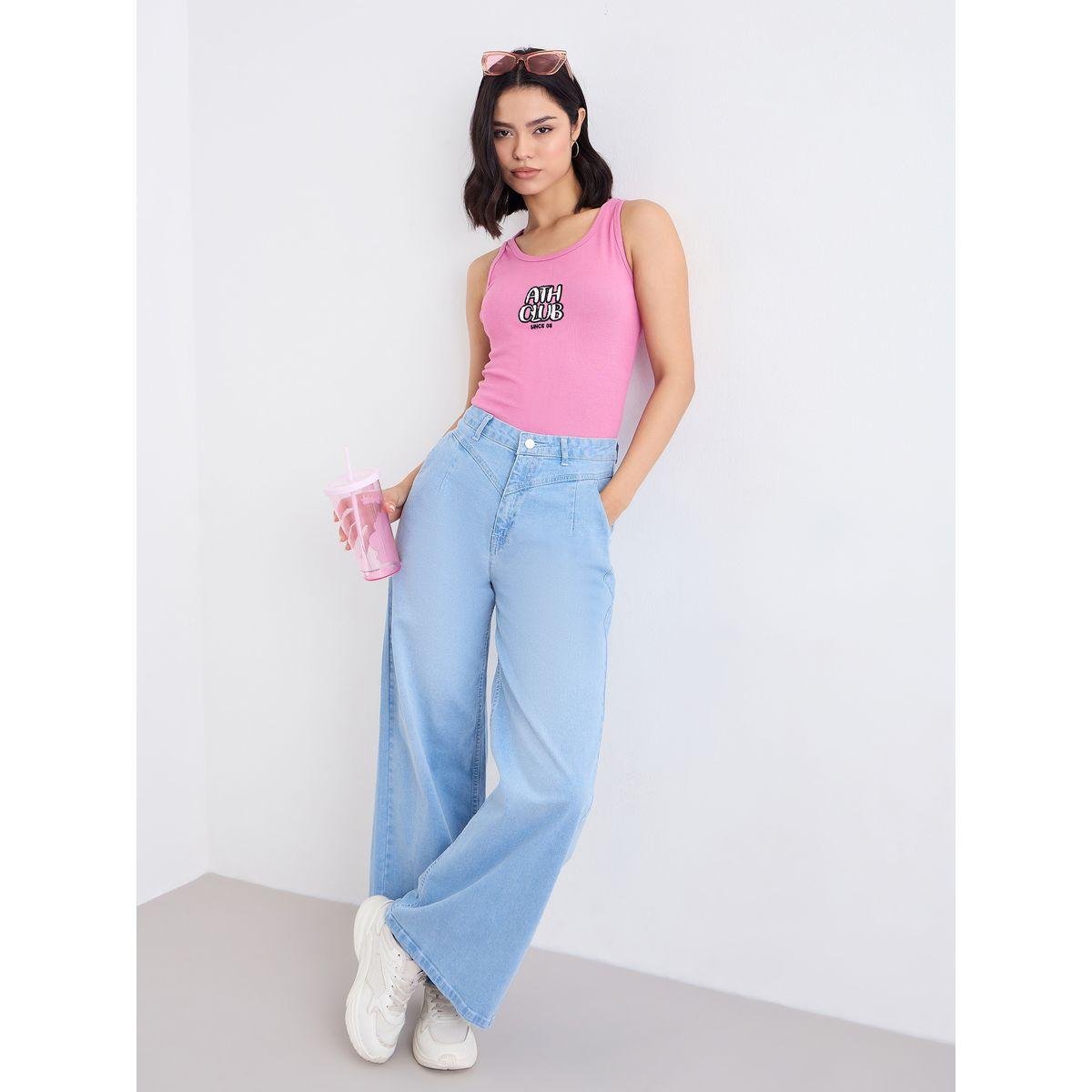 جينز بأرجل واسعة وخصر عالي مع خصر منسوج-women-clothing-bottoms-jeans-image-1