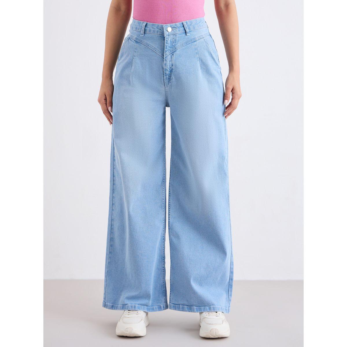 جينز بأرجل واسعة وخصر عالي مع خصر منسوج-women-clothing-bottoms-jeans-image-2