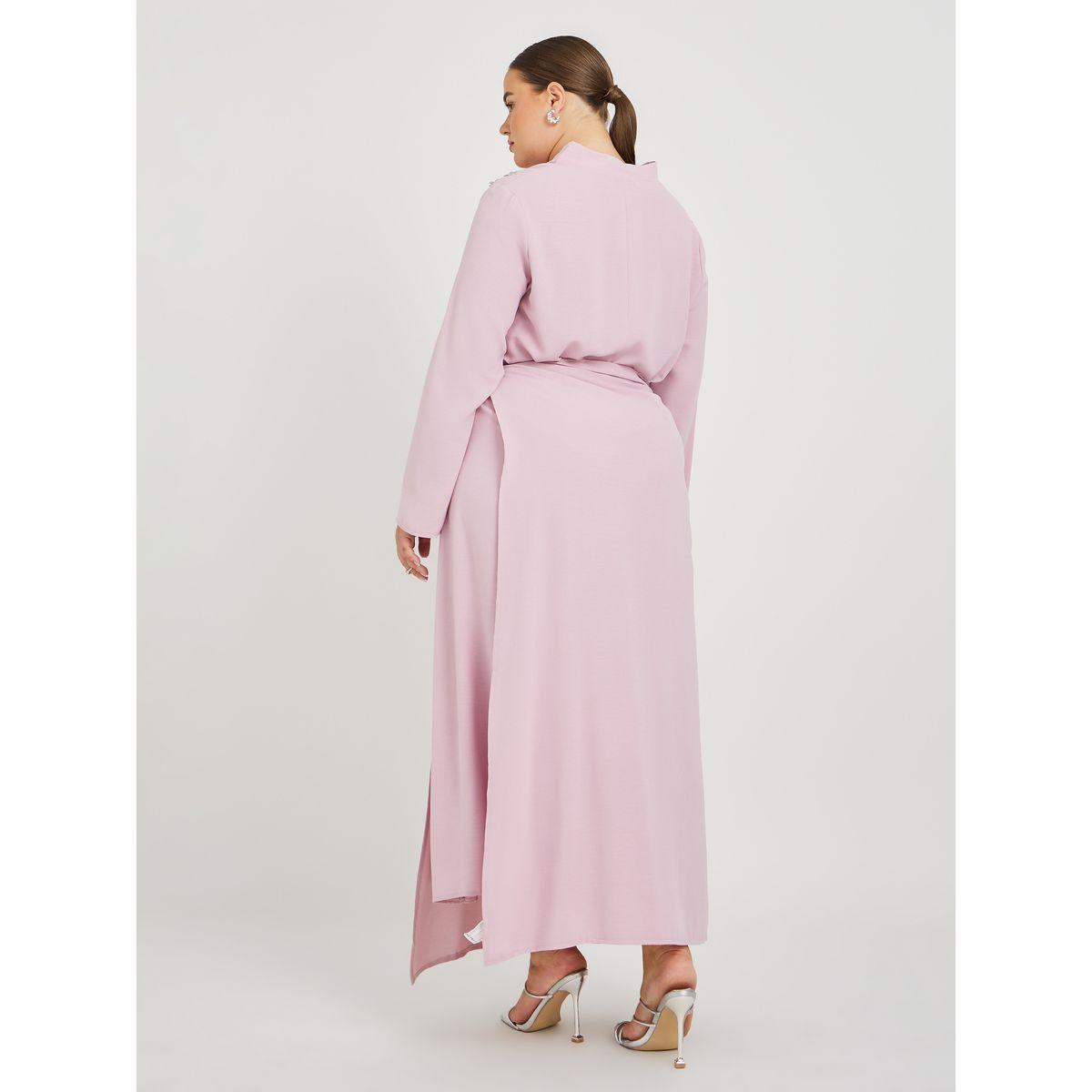 جلابية سادة بمقاس كبير مع تفاصيل مُرقعة بدانتيل-women-arabicclothing-jalabiyas-image-5