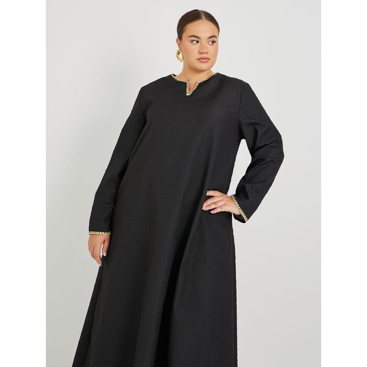 جلابية بمقاس كبير وياقة بشق مع دانتيل-women-arabicclothing-jalabiyas-image-3