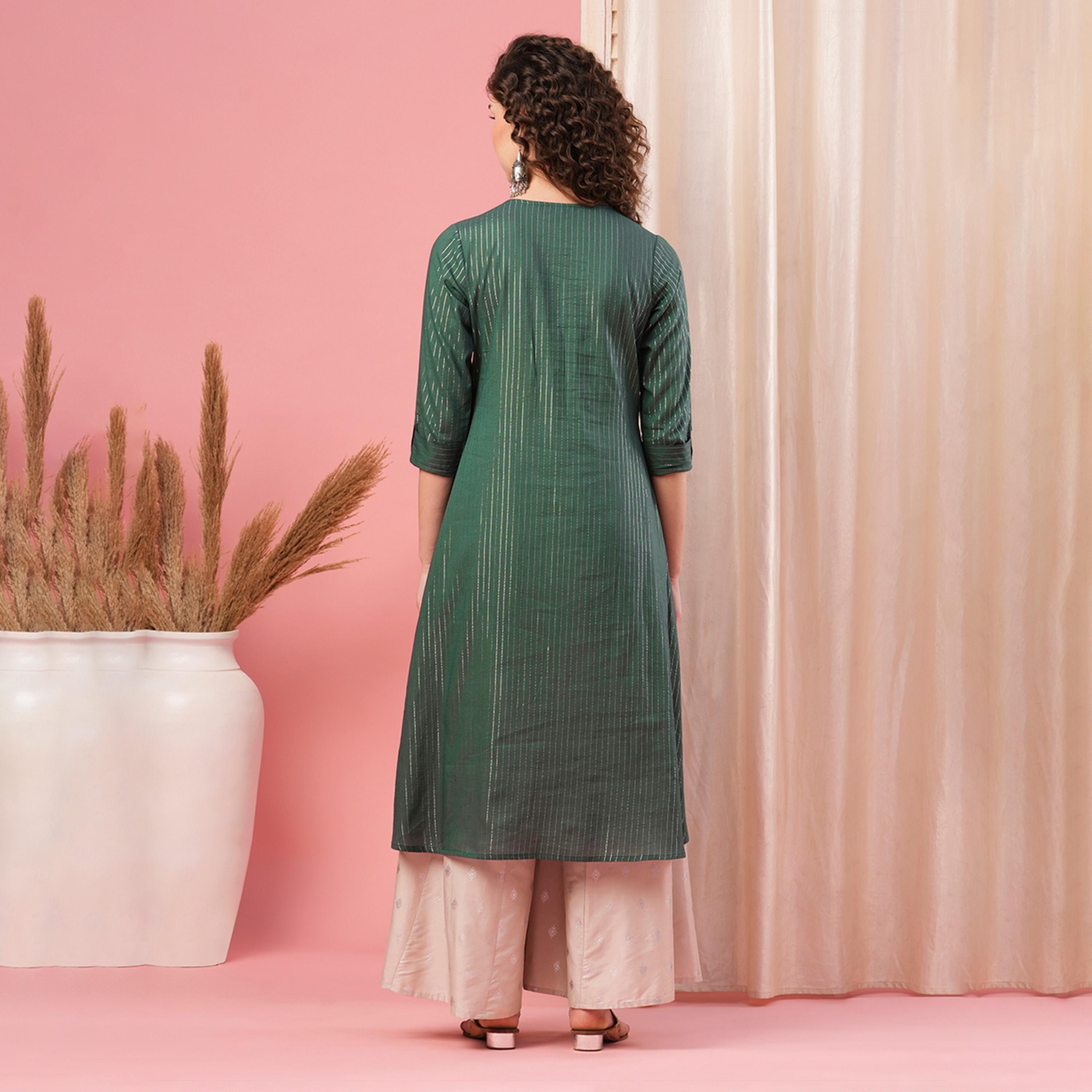 Globus X Styli Embroidered Round Neck A-Line Kurta-women-clothing-ethnicwear-kurtas-image-3
