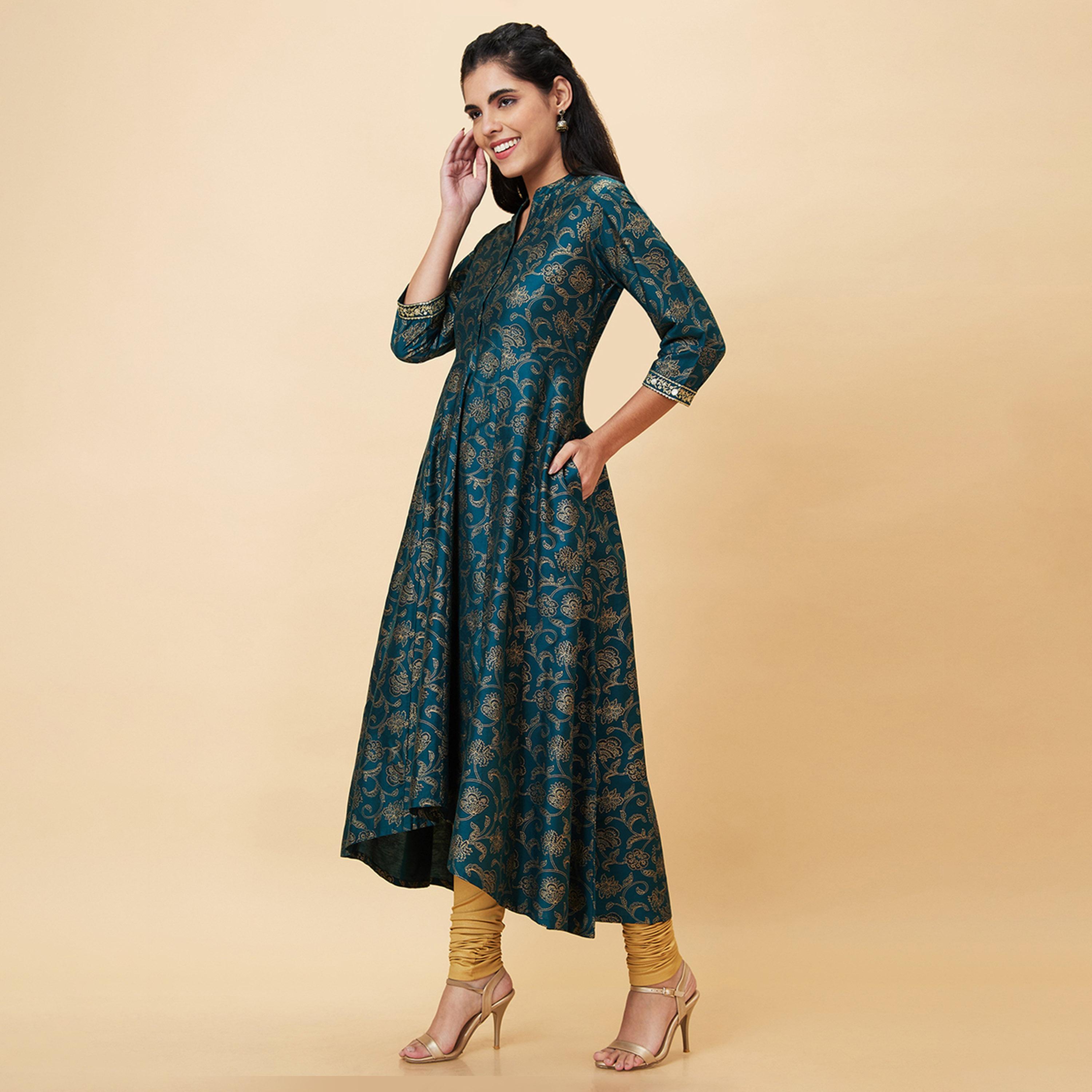 غلوبوس × ستايلي - كورتا بطباعة كاملة وياقة ماندرين وقصّة A-women-clothing-ethnicwear-kurtas-image-4