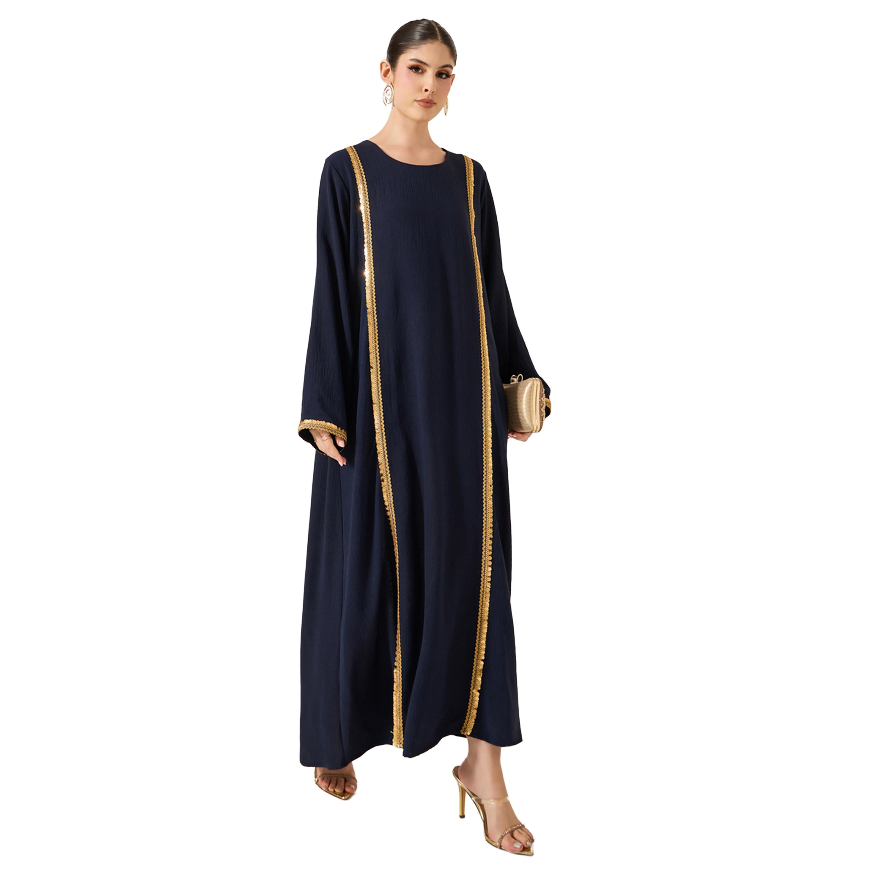 أميرة x ستايلي جلابية ساتان بياقة دائرية ودانتيل-women-arabicclothing-jalabiyas-image-1