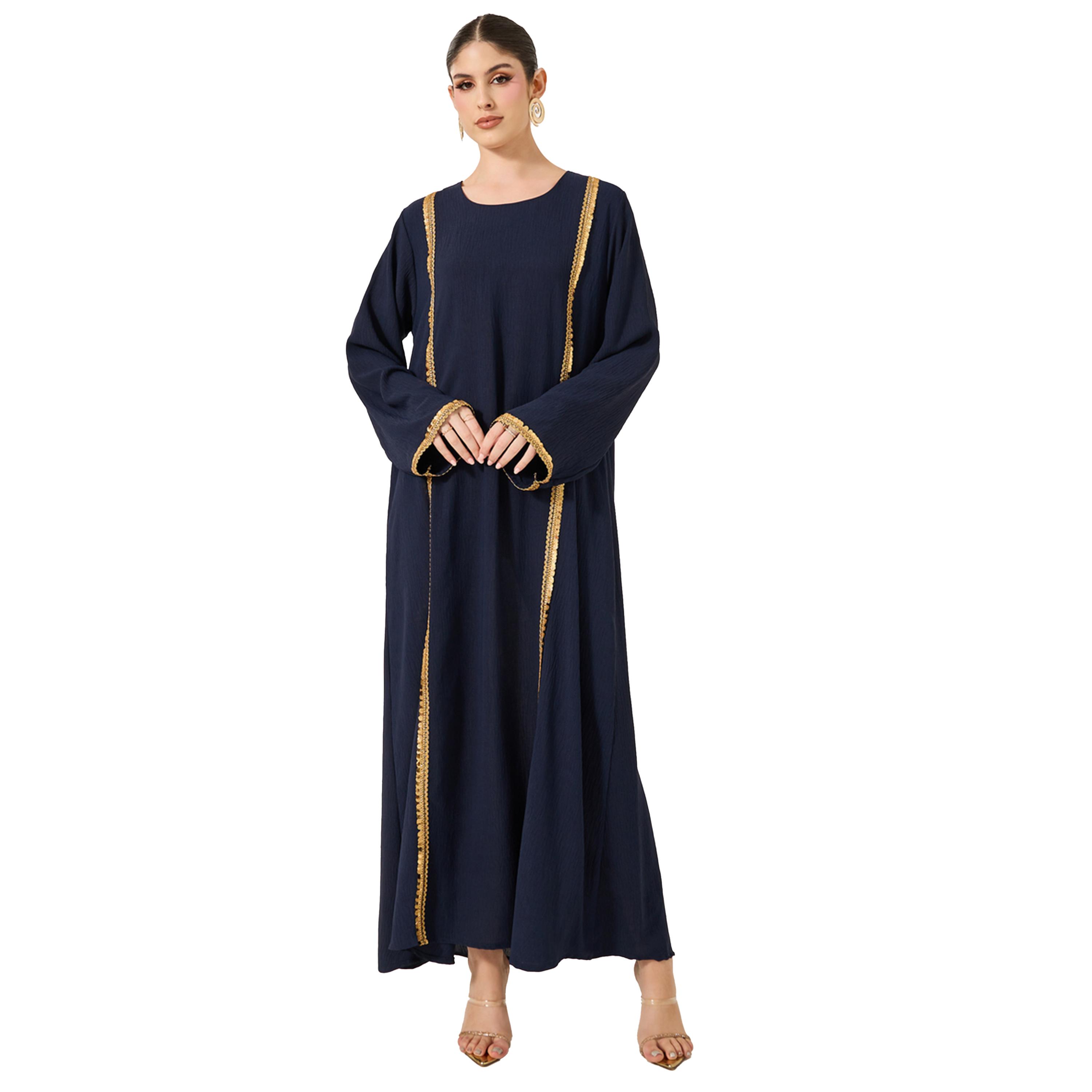 أميرة x ستايلي جلابية ساتان بياقة دائرية ودانتيل-women-arabicclothing-jalabiyas-image-2