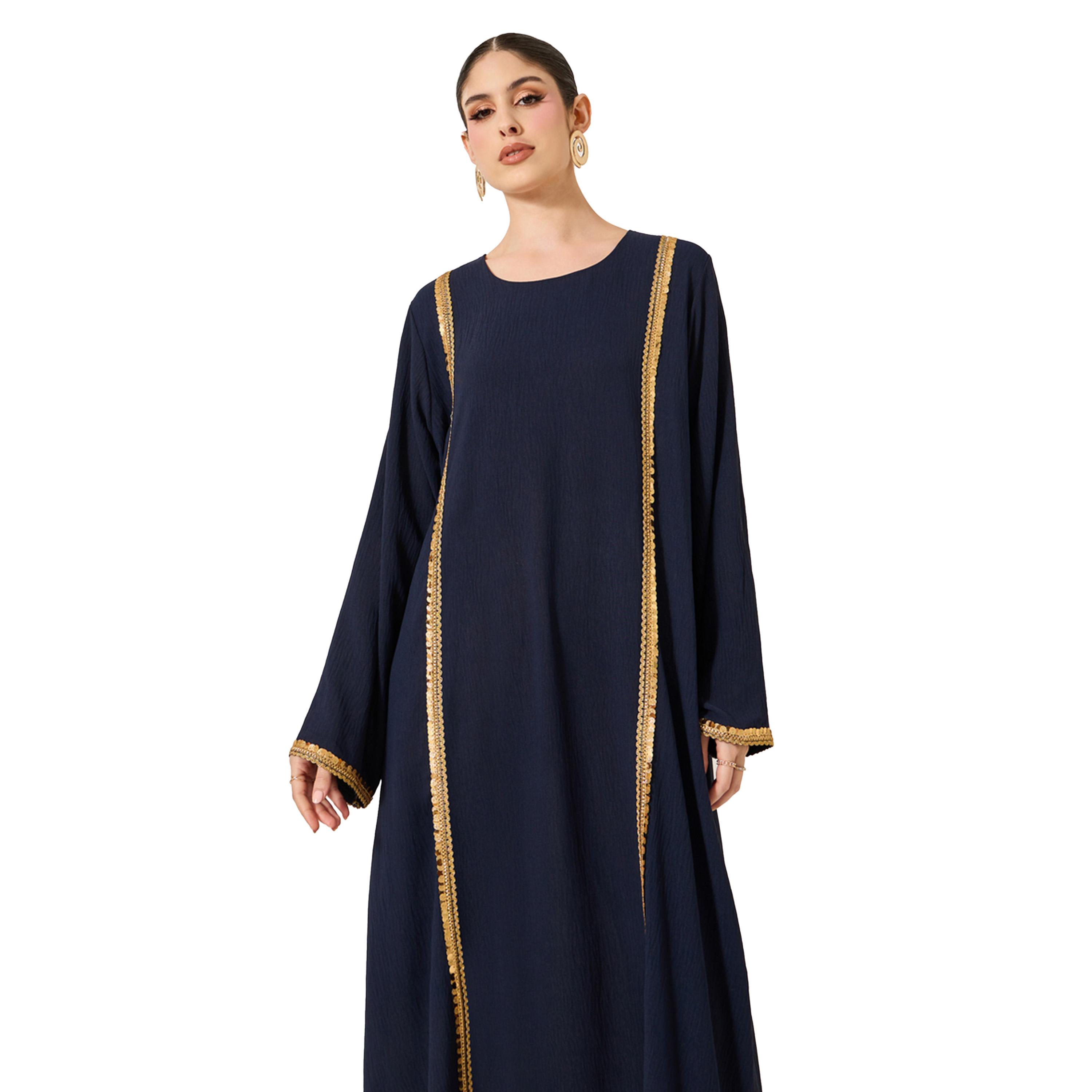 أميرة x ستايلي جلابية ساتان بياقة دائرية ودانتيل-women-arabicclothing-jalabiyas-image-3