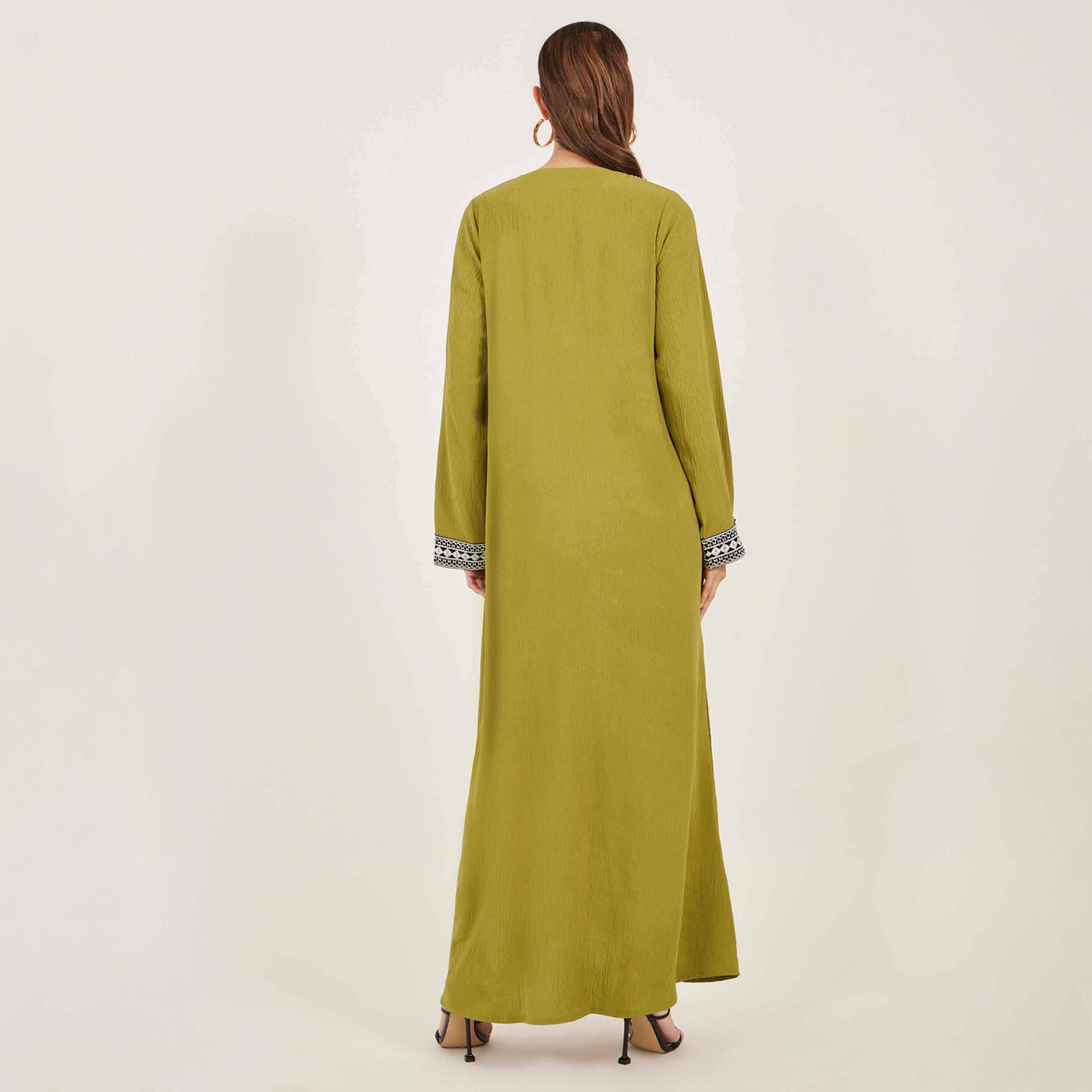 Styli Embroidered Gathered A-Line Jalabiya-women-arabicclothing-jalabiyas-image-5