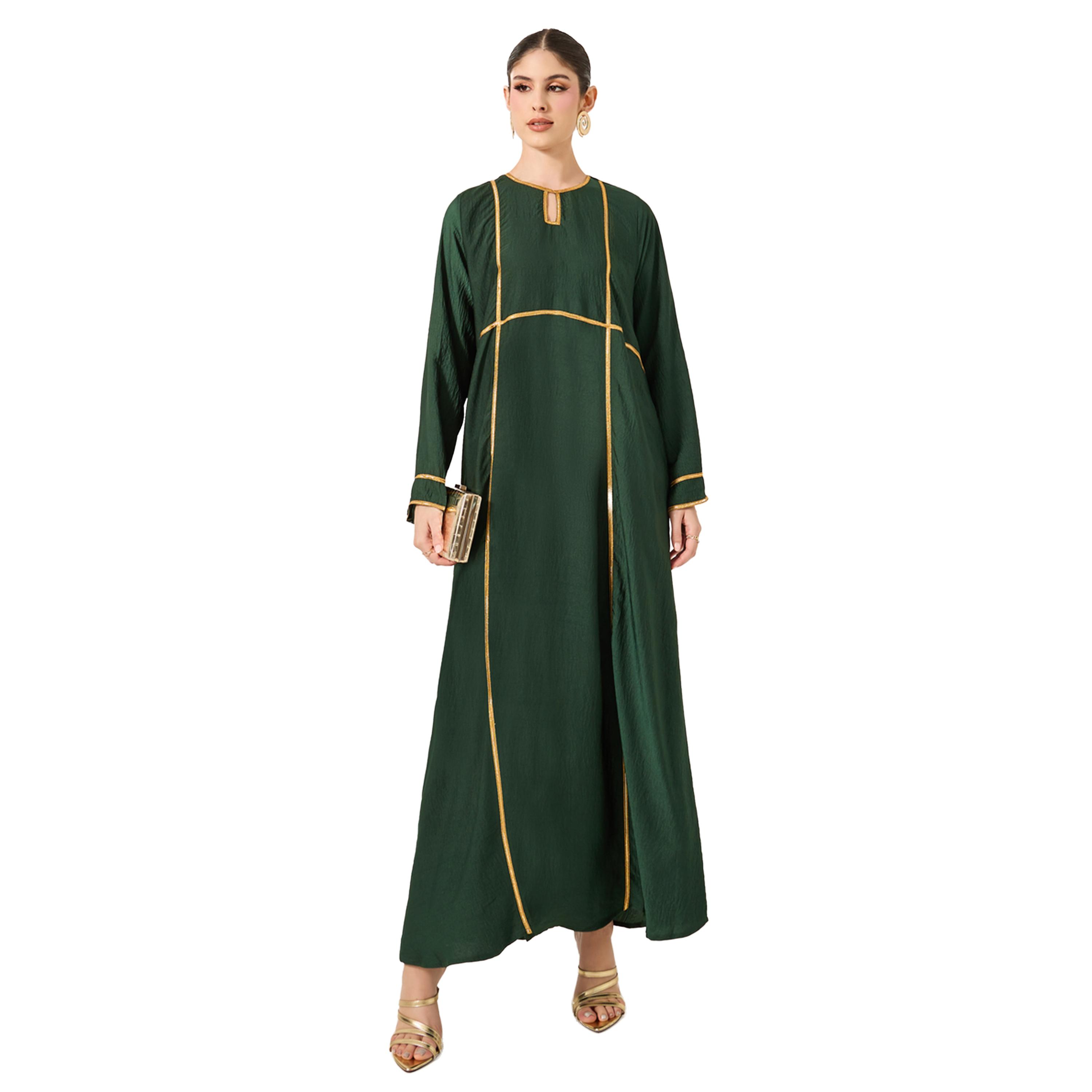 ستايلي - جلابية بقصّة A مع تفاصيل دانتيل وفتحة رقبة-women-arabicclothing-jalabiyas-image-1