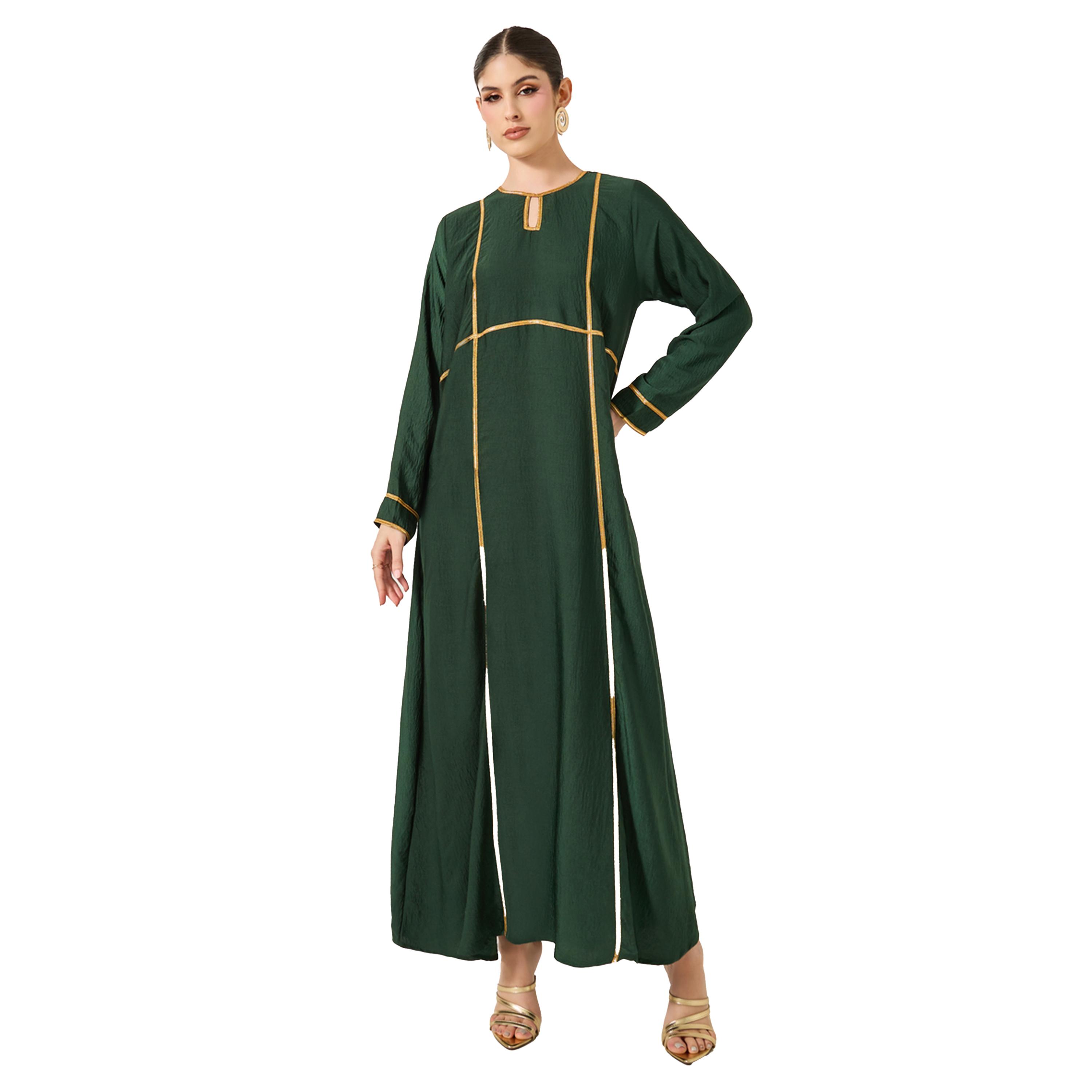 ستايلي - جلابية بقصّة A مع تفاصيل دانتيل وفتحة رقبة-women-arabicclothing-jalabiyas-image-2