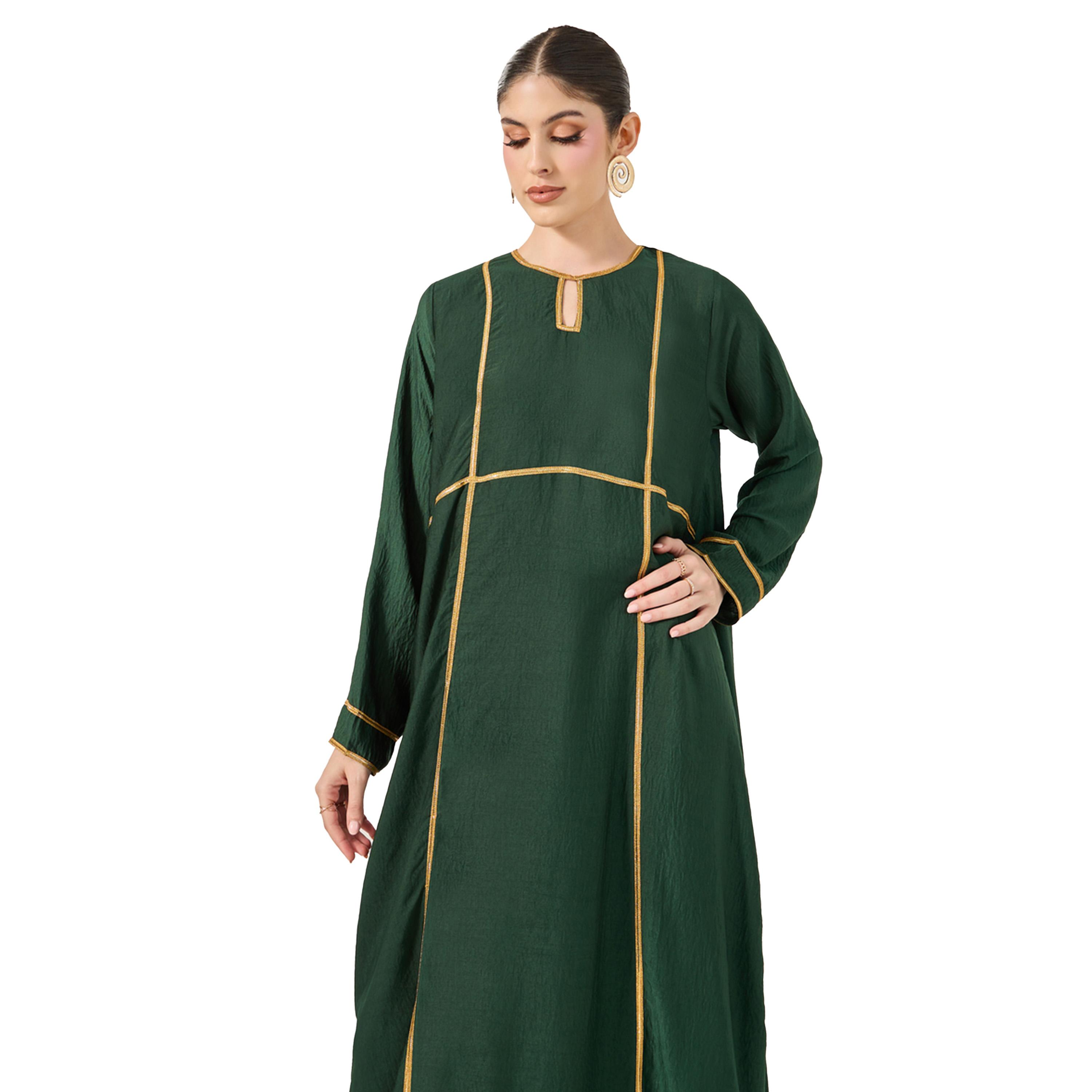 ستايلي - جلابية بقصّة A مع تفاصيل دانتيل وفتحة رقبة-women-arabicclothing-jalabiyas-image-3