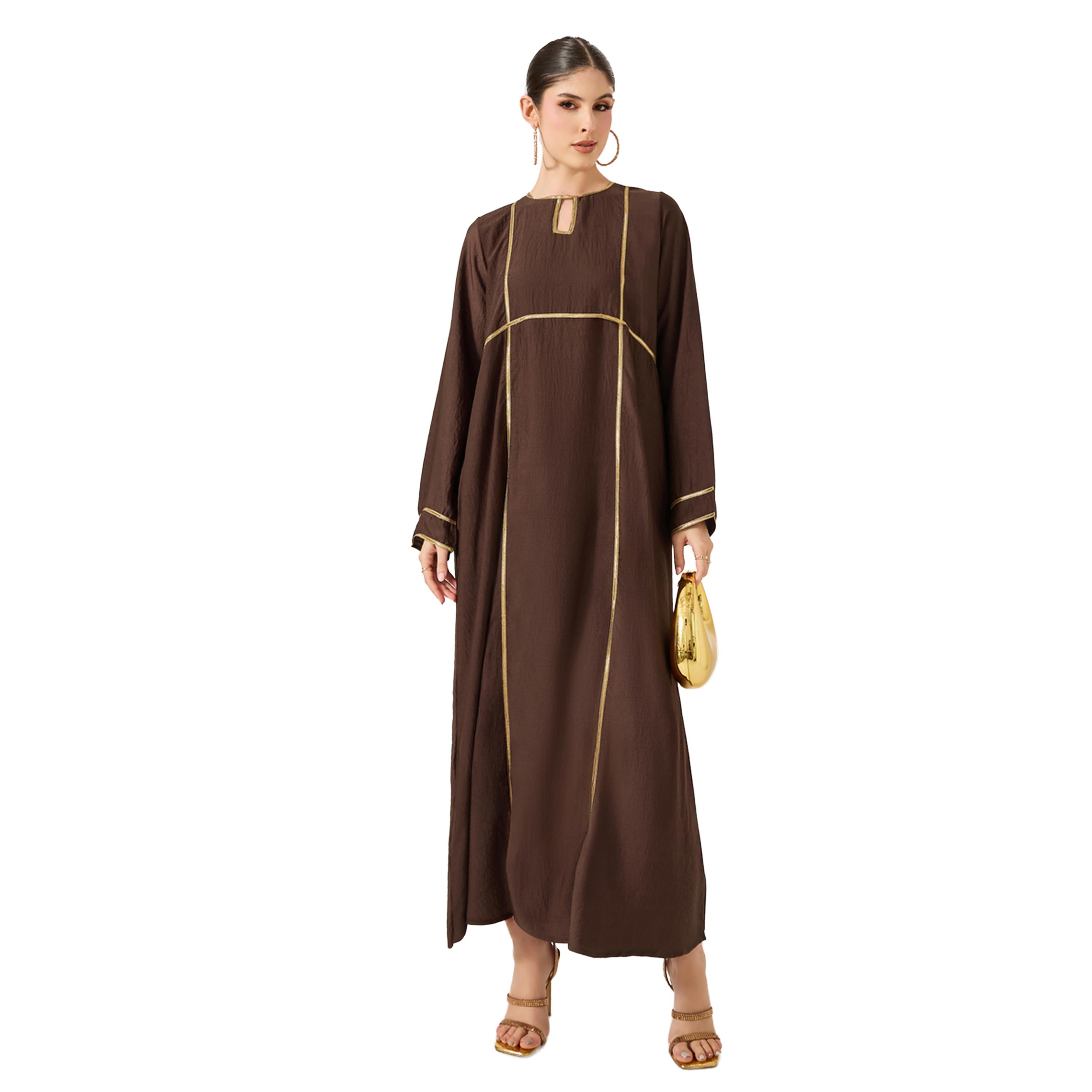 Styli Lace Detail Keyhole Neck A-Line Jalabyia-women-arabicclothing-jalabiyas-image-1